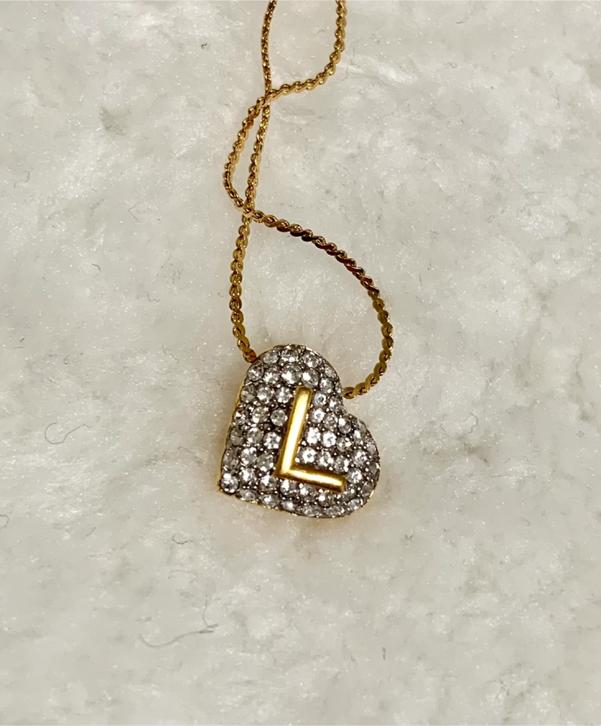 Heart Initial 'L' Gold Necklace