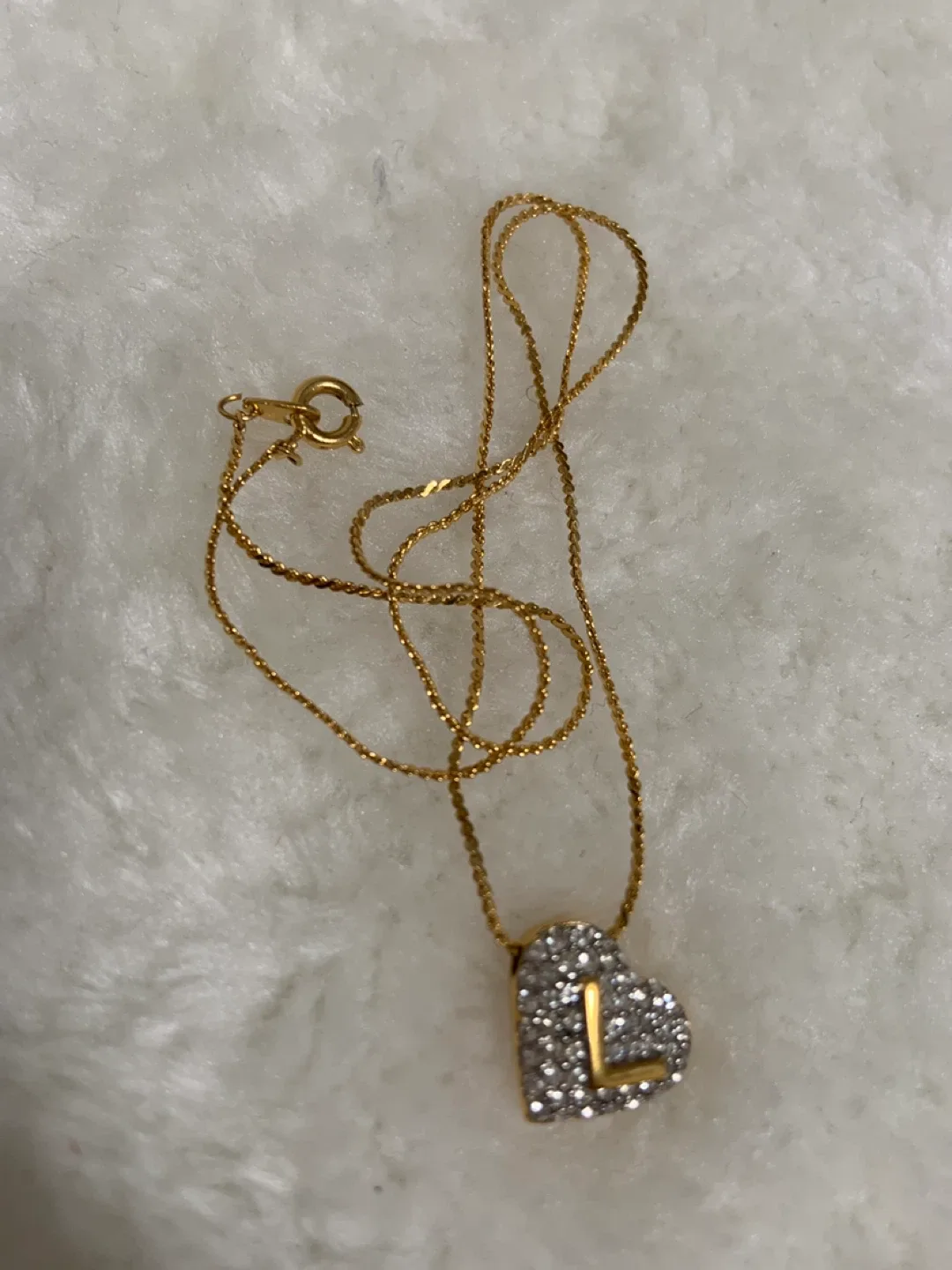 Heart Initial 'L' Gold Necklace image indicator(2)