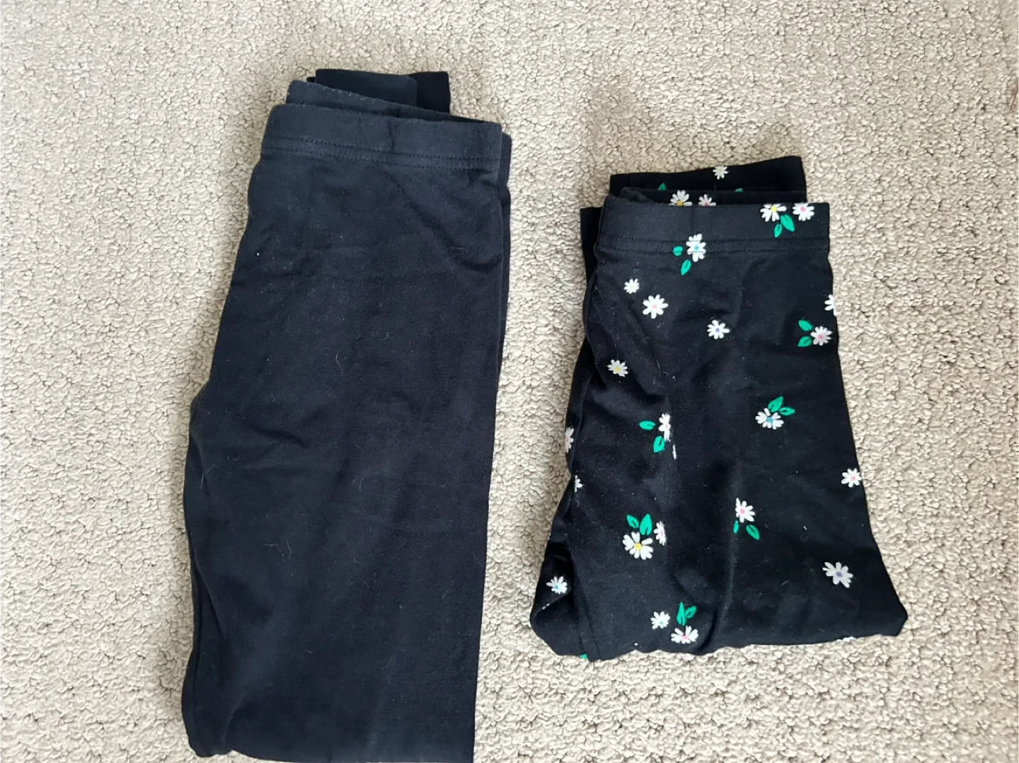 Girls' Leggings - Black & Floral