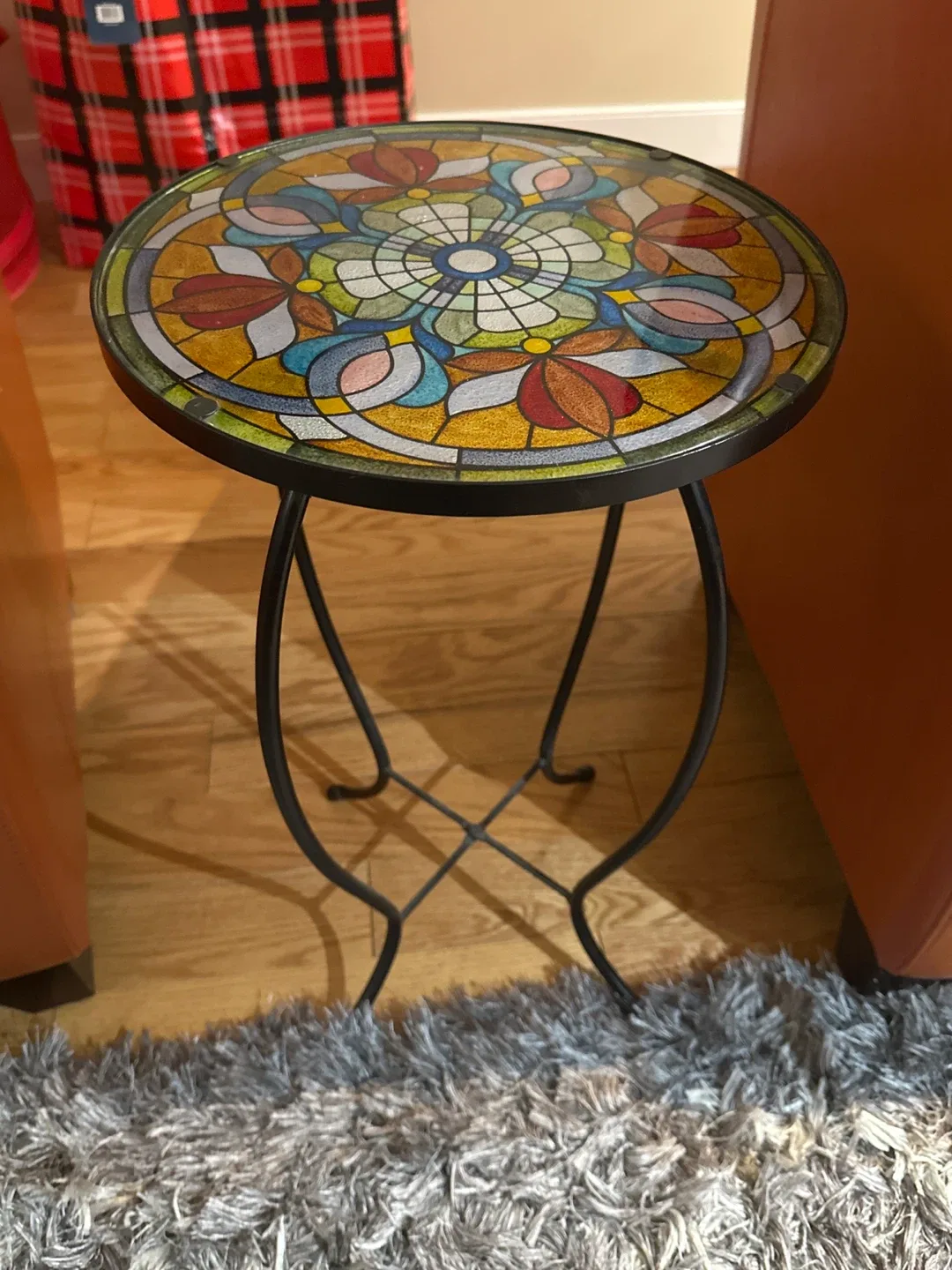 Orange Leather Armchair & Side Table Set image indicator(4)