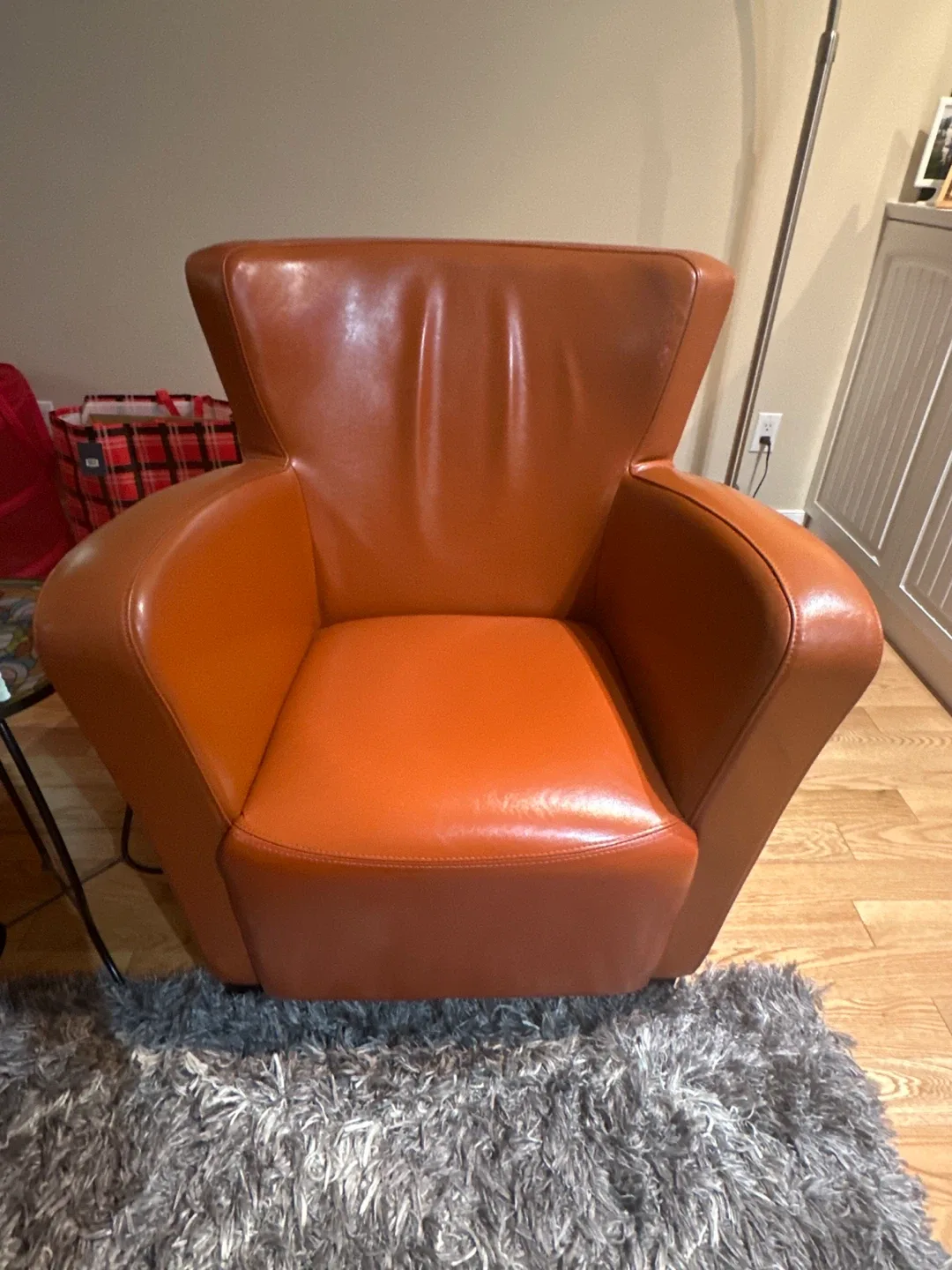 Orange Leather Armchair & Side Table Set image indicator(2)