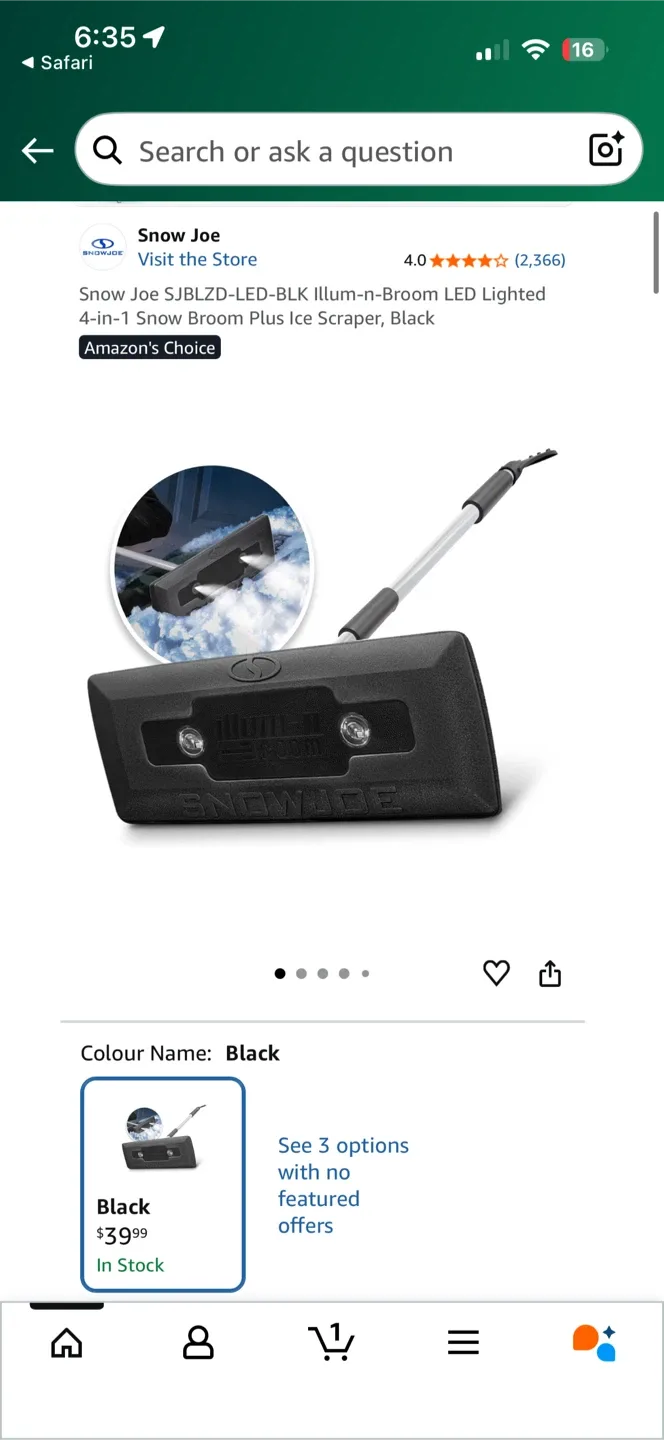 Snow Joe LeD lighted snow broom + ice scraper image indicator(4)