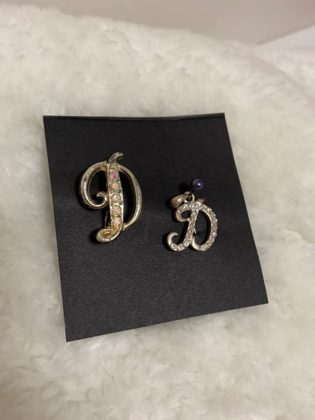 Vintage Initial 'D' Brooch and Pendant Set