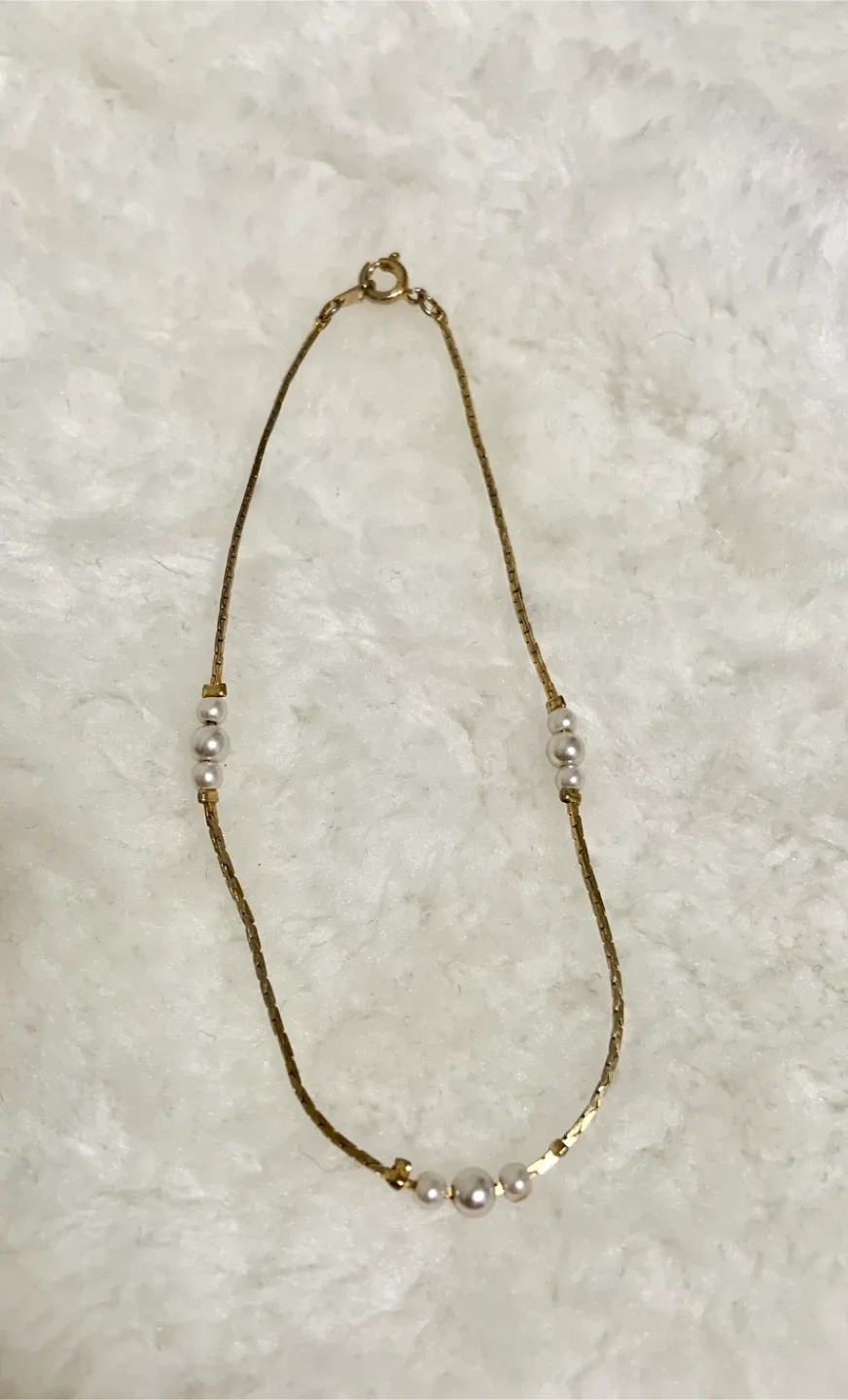 Gold Anklet with Pearls - 9 inches