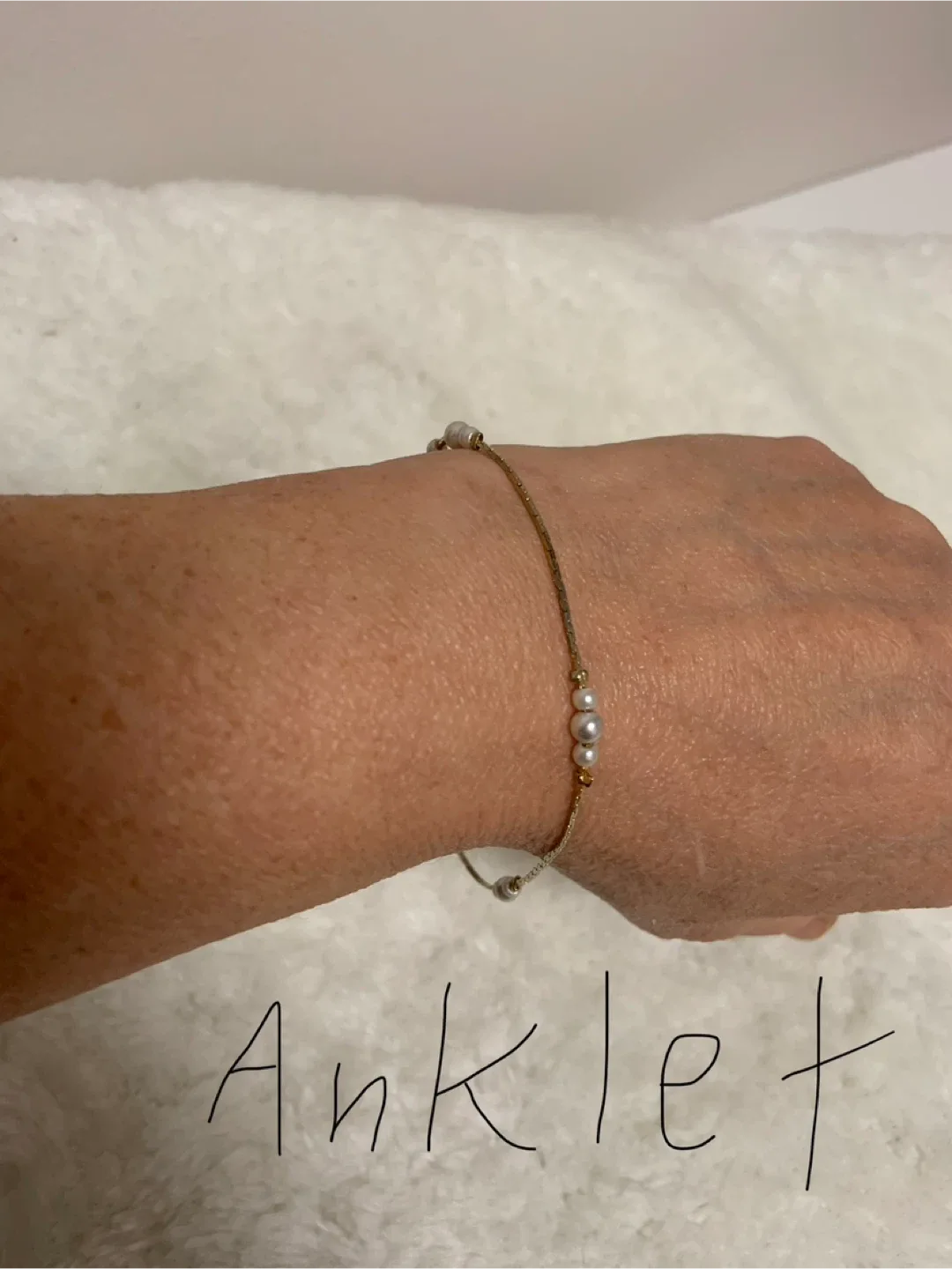 Gold Anklet with Pearls - 9 inches image indicator(3)