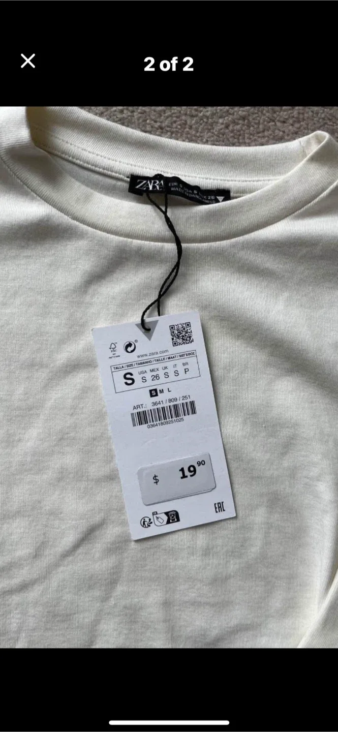 New Cropped ZARA Long Sleeve Top - Size S image indicator(2)