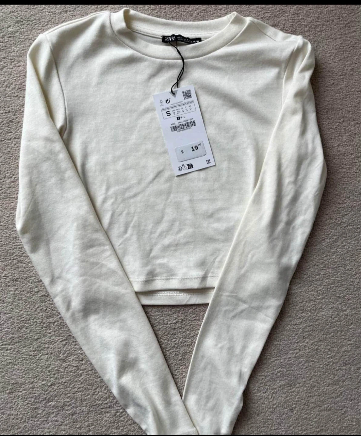 New Cropped ZARA Long Sleeve Top - Size S
