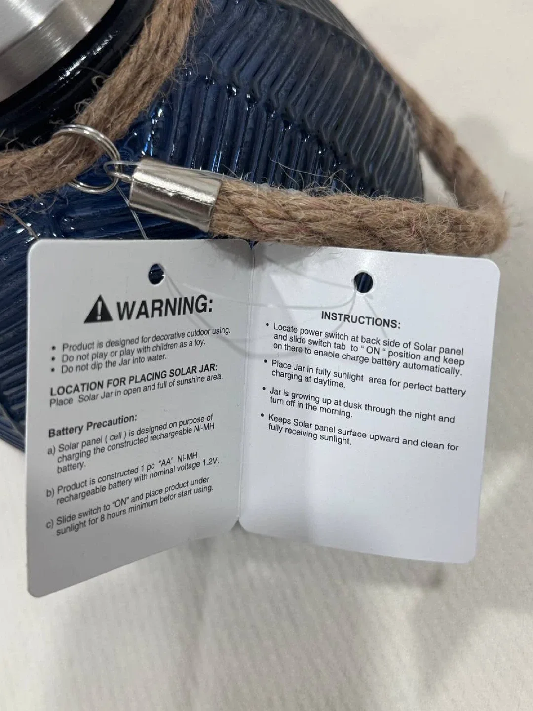 2 piece HouseToHome Solar Glass Jar - Blue image indicator(6)