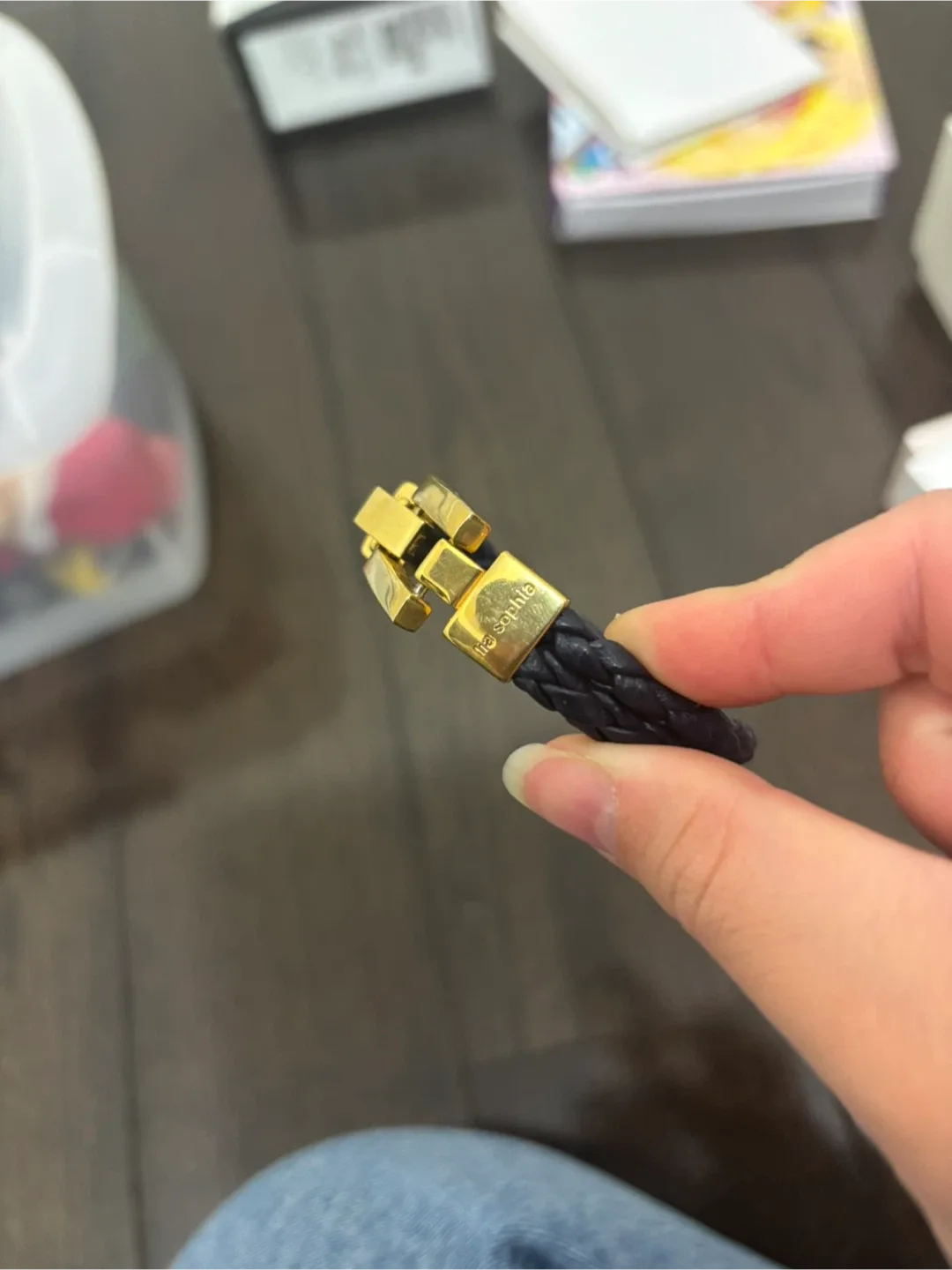 Lia Sophia Navy Blue Leather Twisted Bracelet image indicator(3)