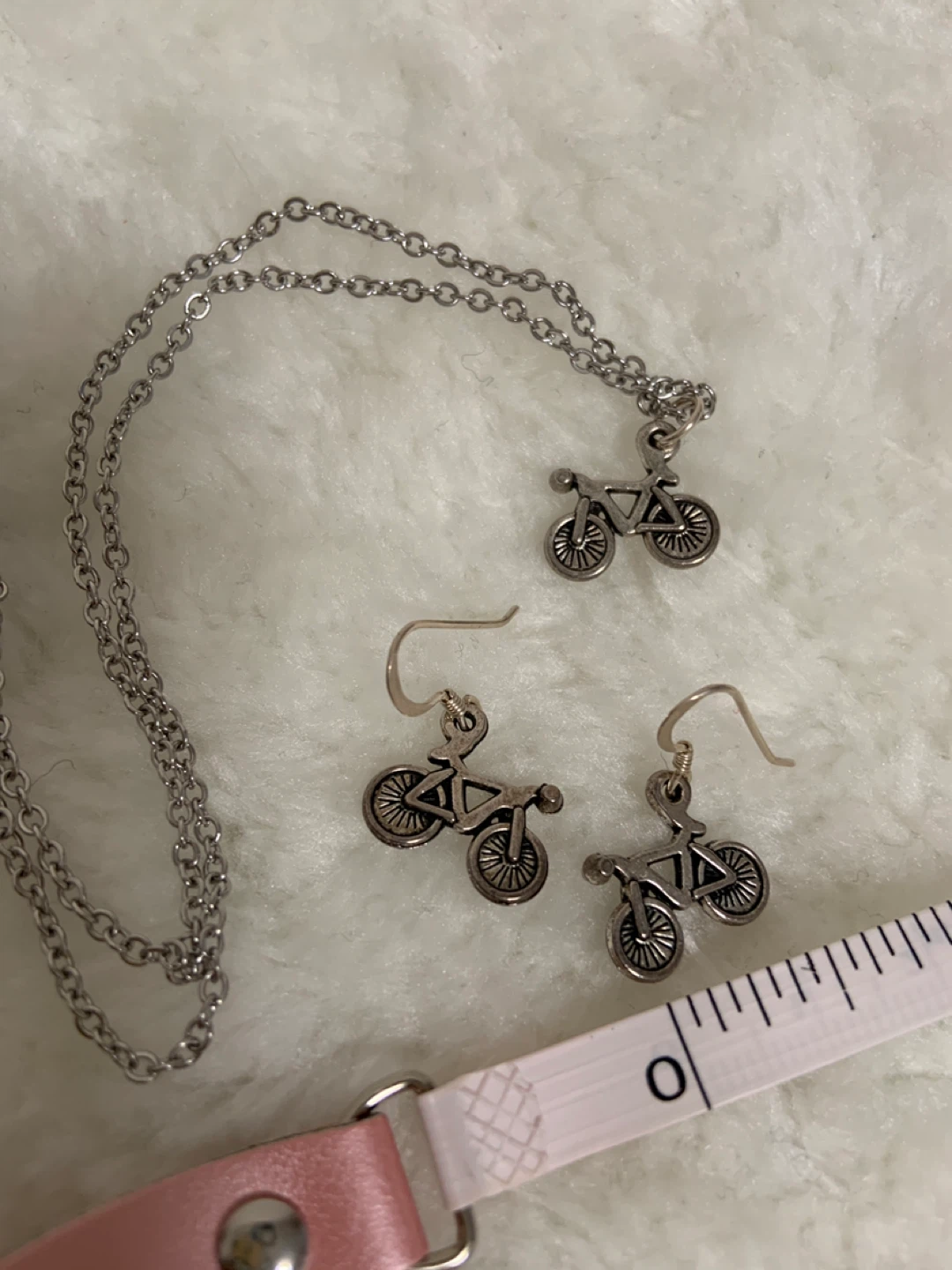 Pewter Bicycle Charm Necklace and Earring Set - photo 4