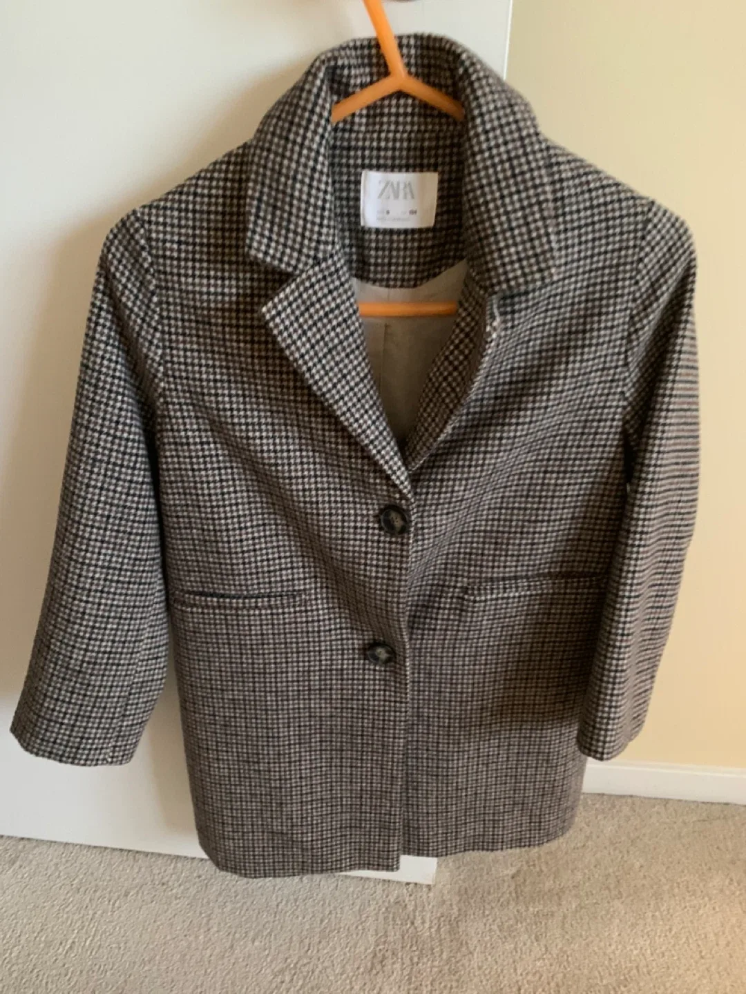 Zara Kids Houndstooth Coat - Size 9