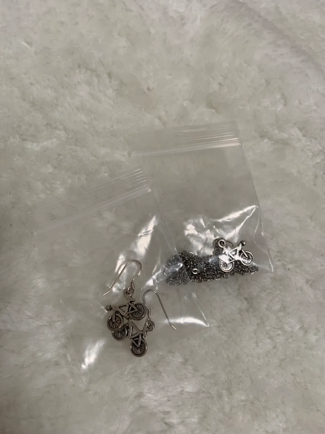 Pewter Bicycle Charm Necklace and Earring Set image indicator(5)