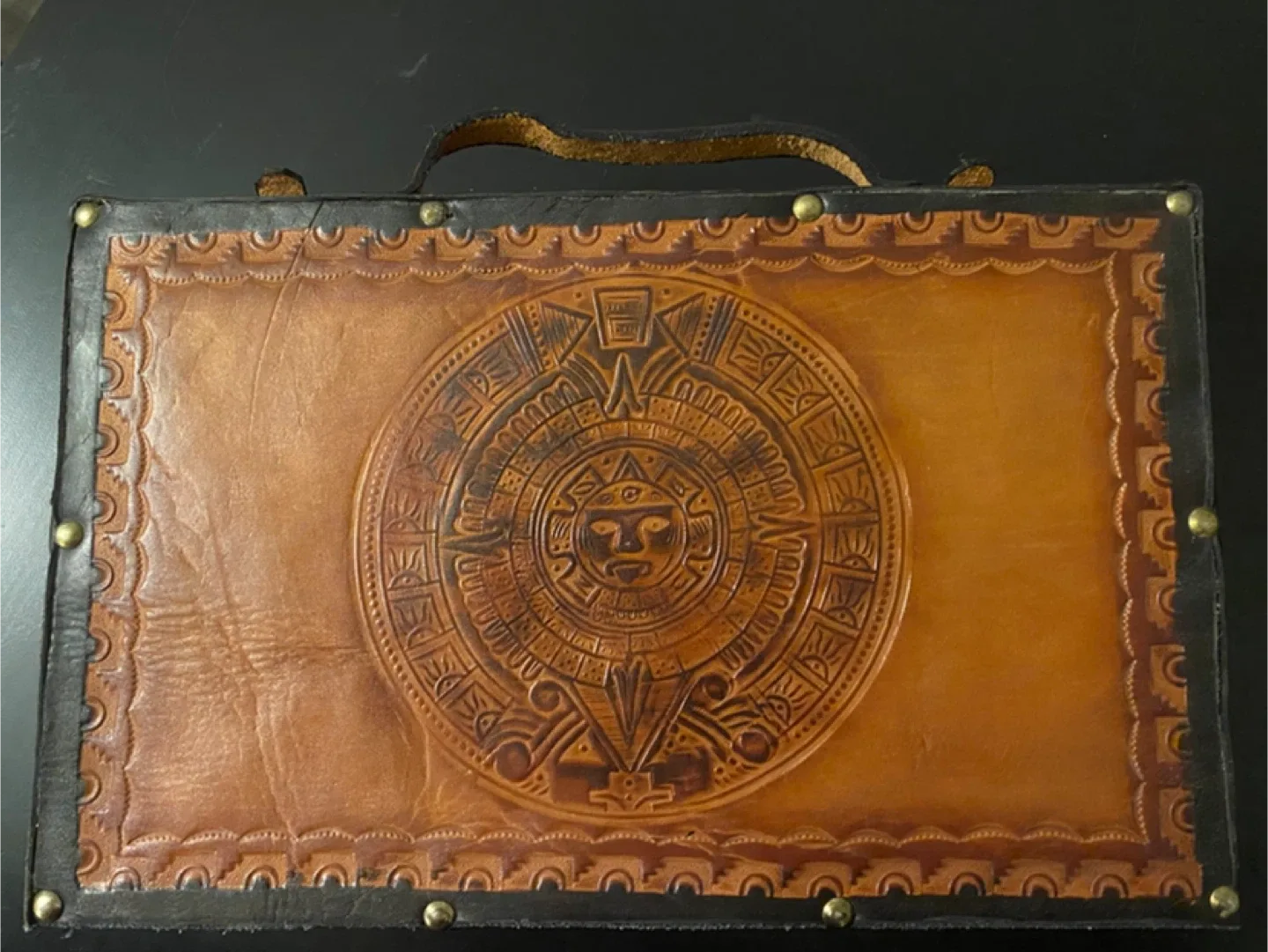 Vintage Leather Mexican Backgammon Set with Dice image indicator(6)