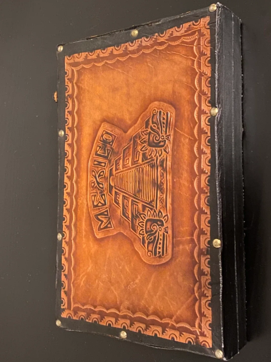 Vintage Leather Mexican Backgammon Set with Dice image indicator(9)