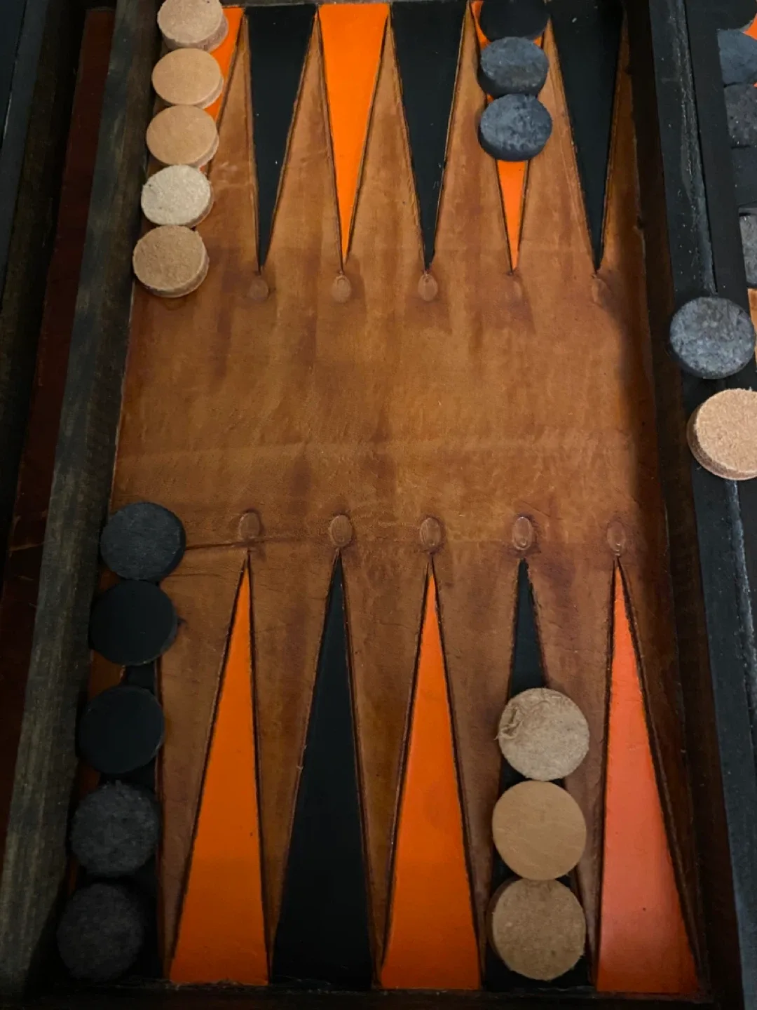 Vintage Leather Mexican Backgammon Set with Dice image indicator(8)