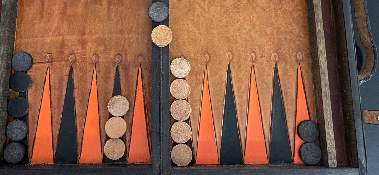 Vintage Leather Mexican Backgammon Set with Dice image indicator(2)