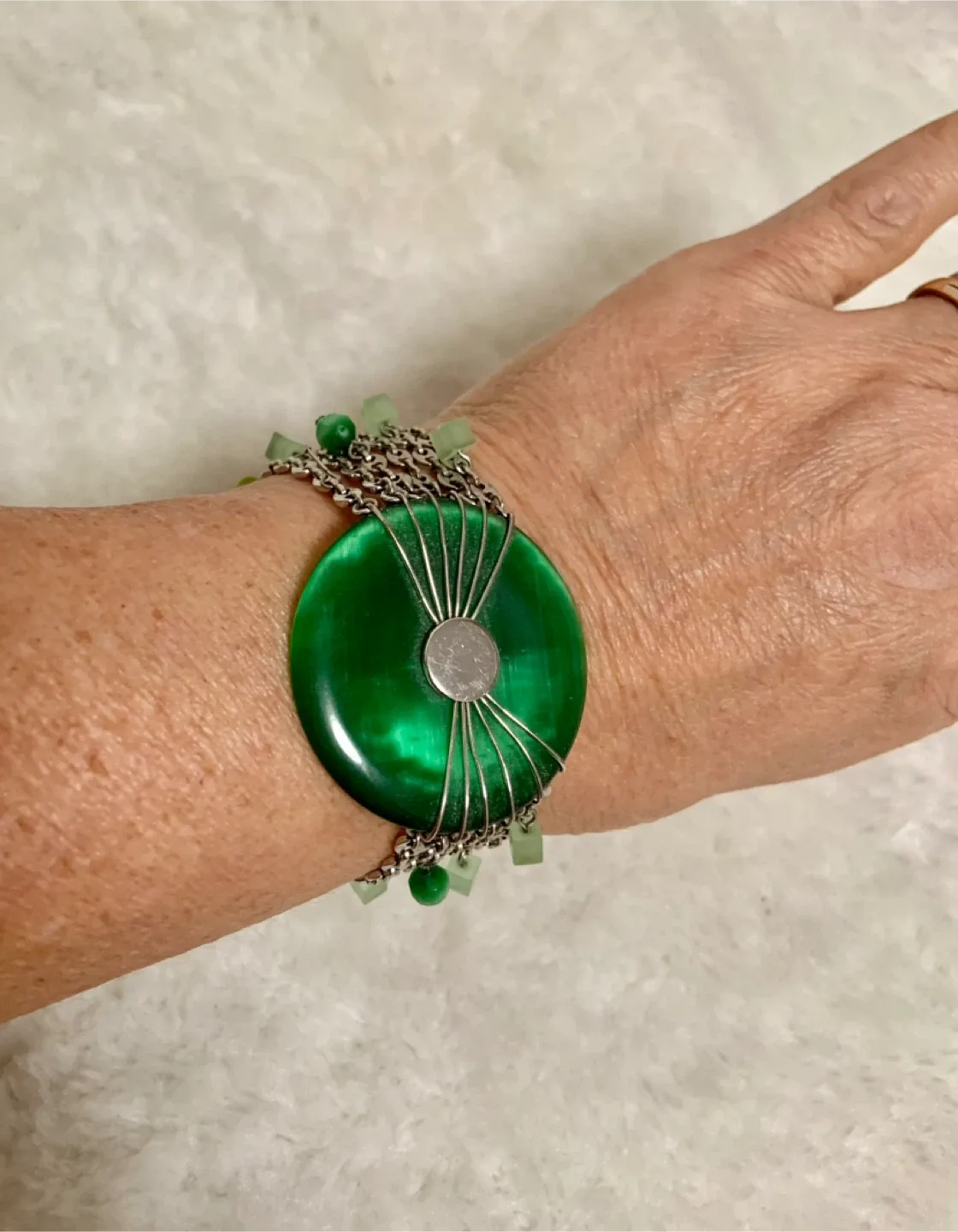 Vintage Silver-Plated Fifth Avenue Beaded Bracelet