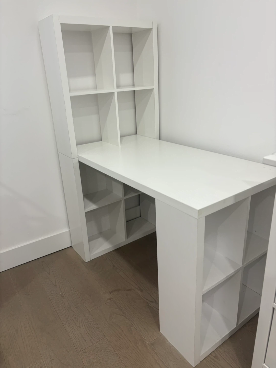 White IKEA Desk with Shelving Unit - photo 2