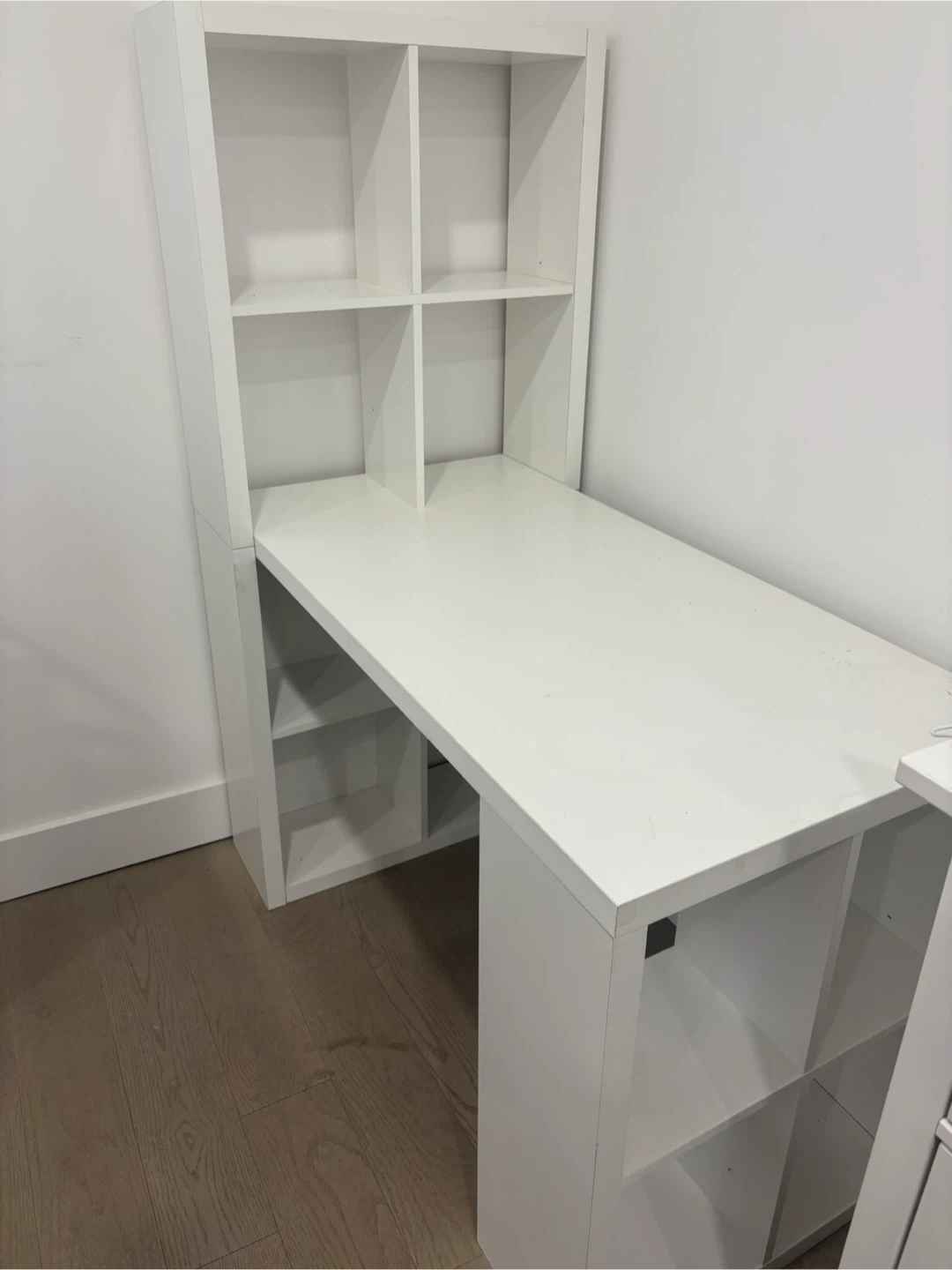 White IKEA Desk with Shelving Unit - photo 3