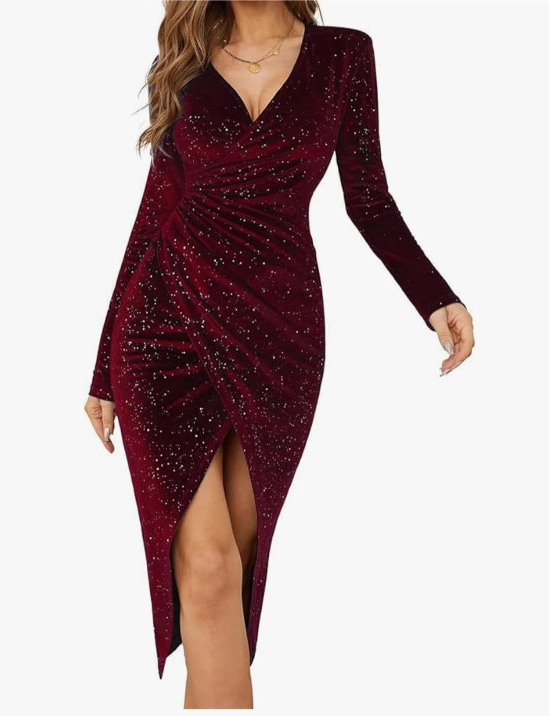 Burgundy Velvet Party Dress - photo 2