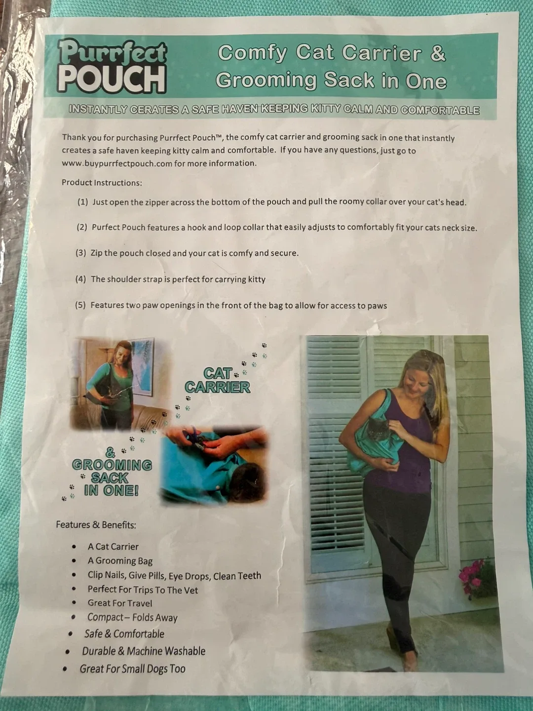 Brand New Purrfect Pouch Cat Carrier & Grooming Sack image indicator(3)