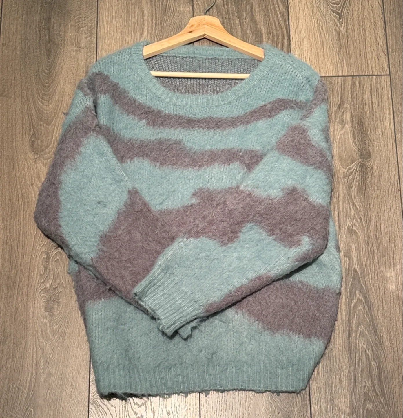 Striped Knit Sweater - Blue & Grey thumbnail