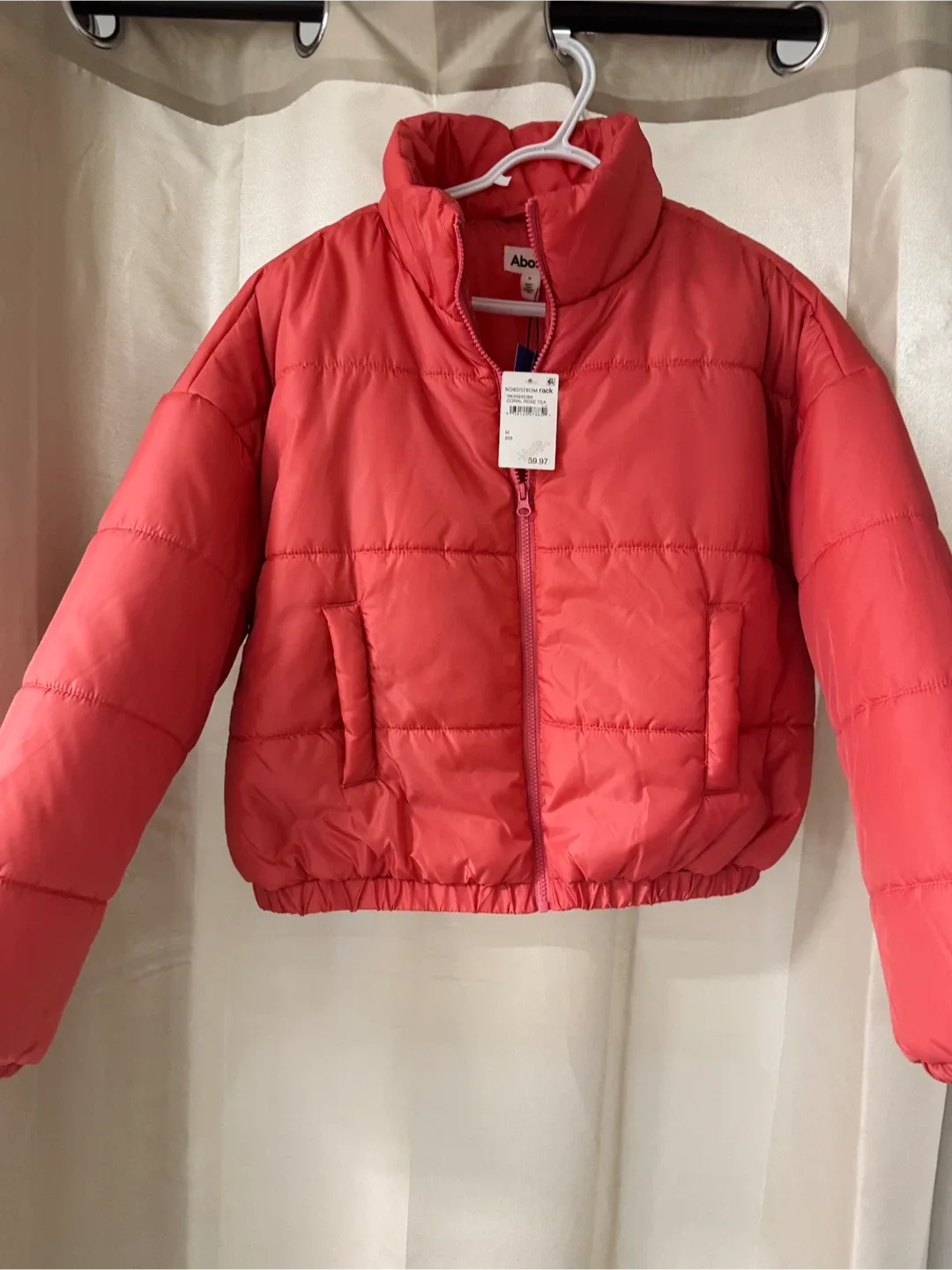 About Us Coral Rose Tea Puffer Jacket - Size M