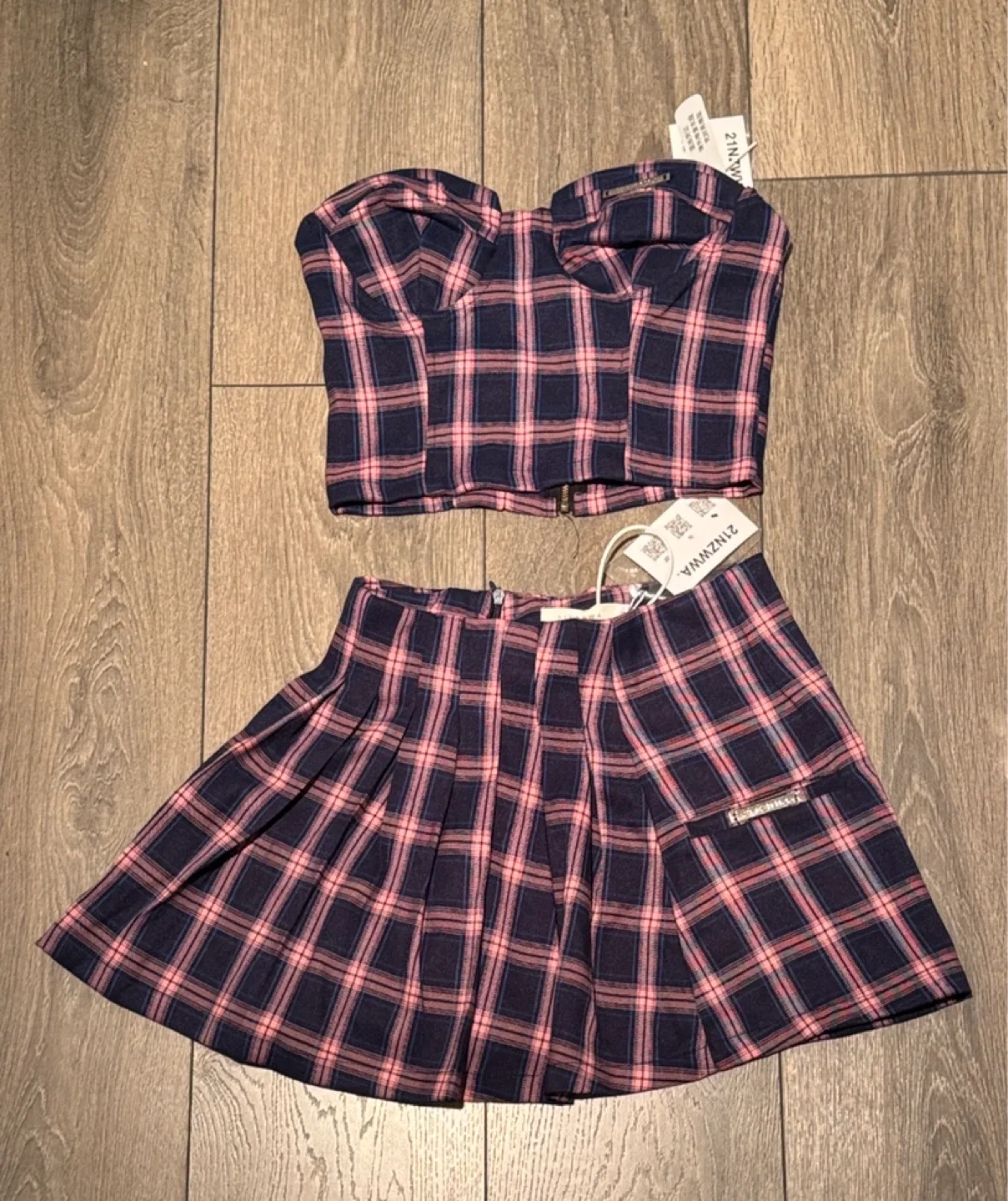 ZIZUWA Plaid Skirt & Top Set image indicator(5)