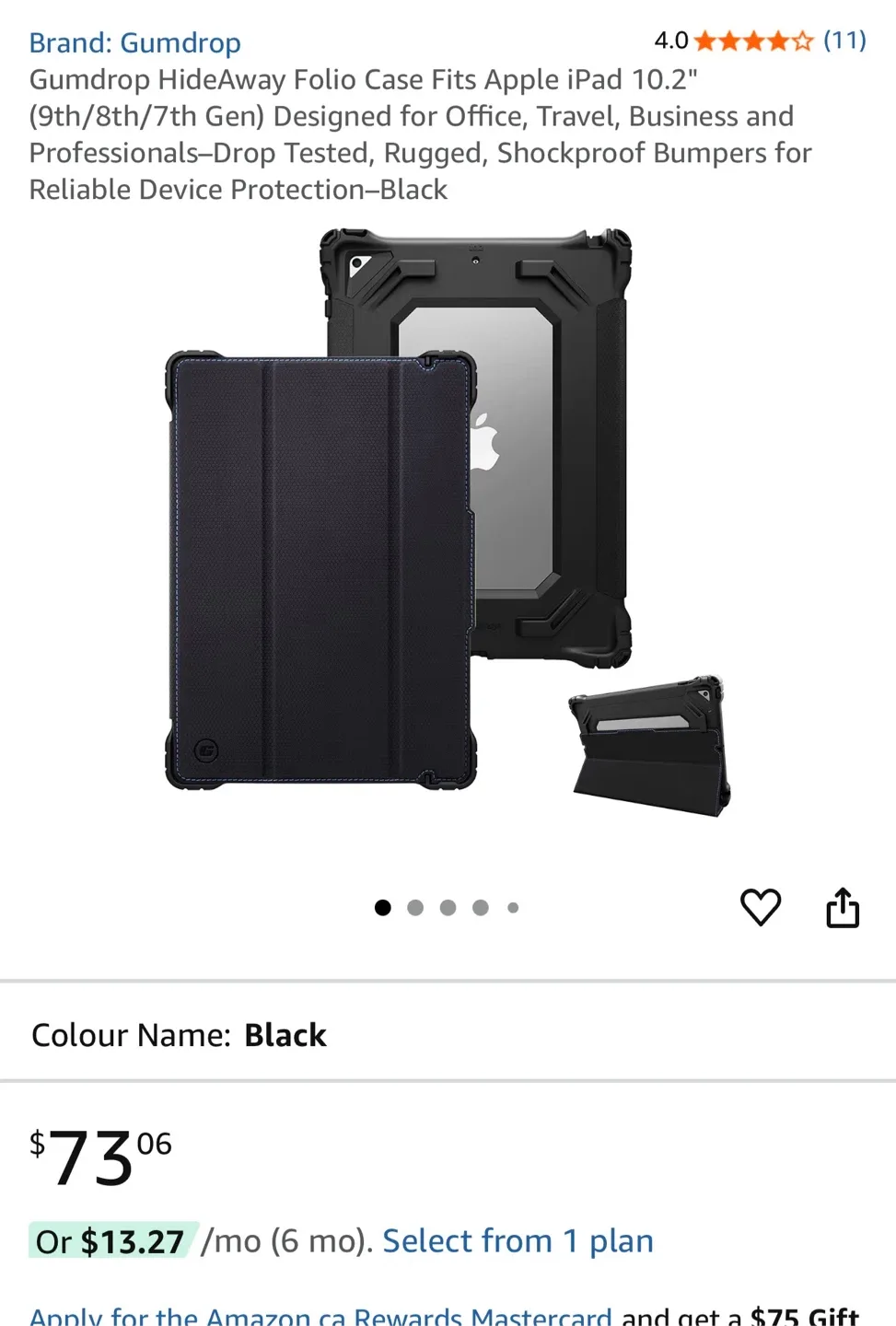 New! Gumdrop HideAway Folio iPad 10.2" 7th/8th Gen Case - Black image indicator(5)