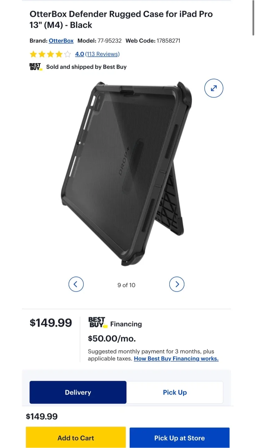 New!OtterBox Defender iPad Pro 13" (M4) Case - Black image indicator(3)