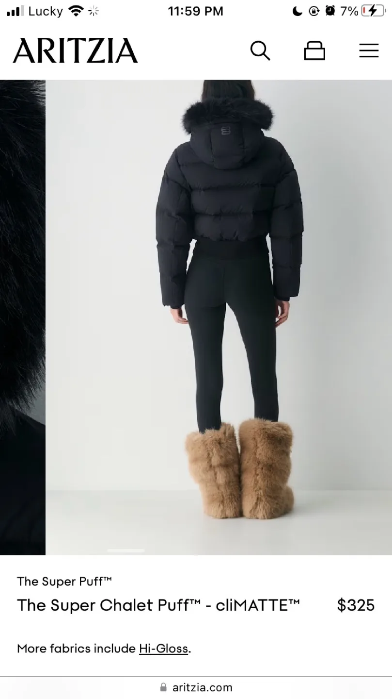 Aritzia Super Chalet Puff Hi Gloss Jacket, Black, Size Small image indicator(2)