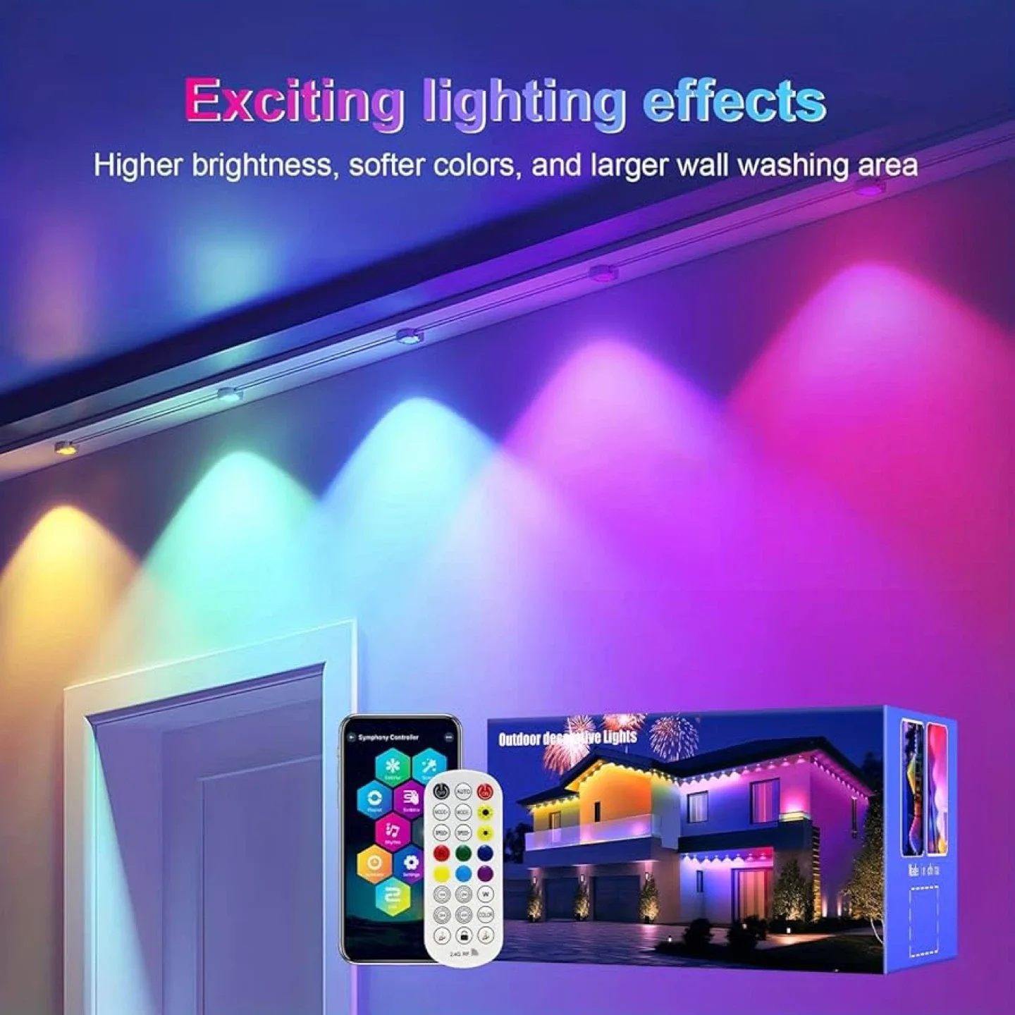 Permanent Outdoor Lights, 100Ft IP67 Waterproof Smart RGB image indicator(5)