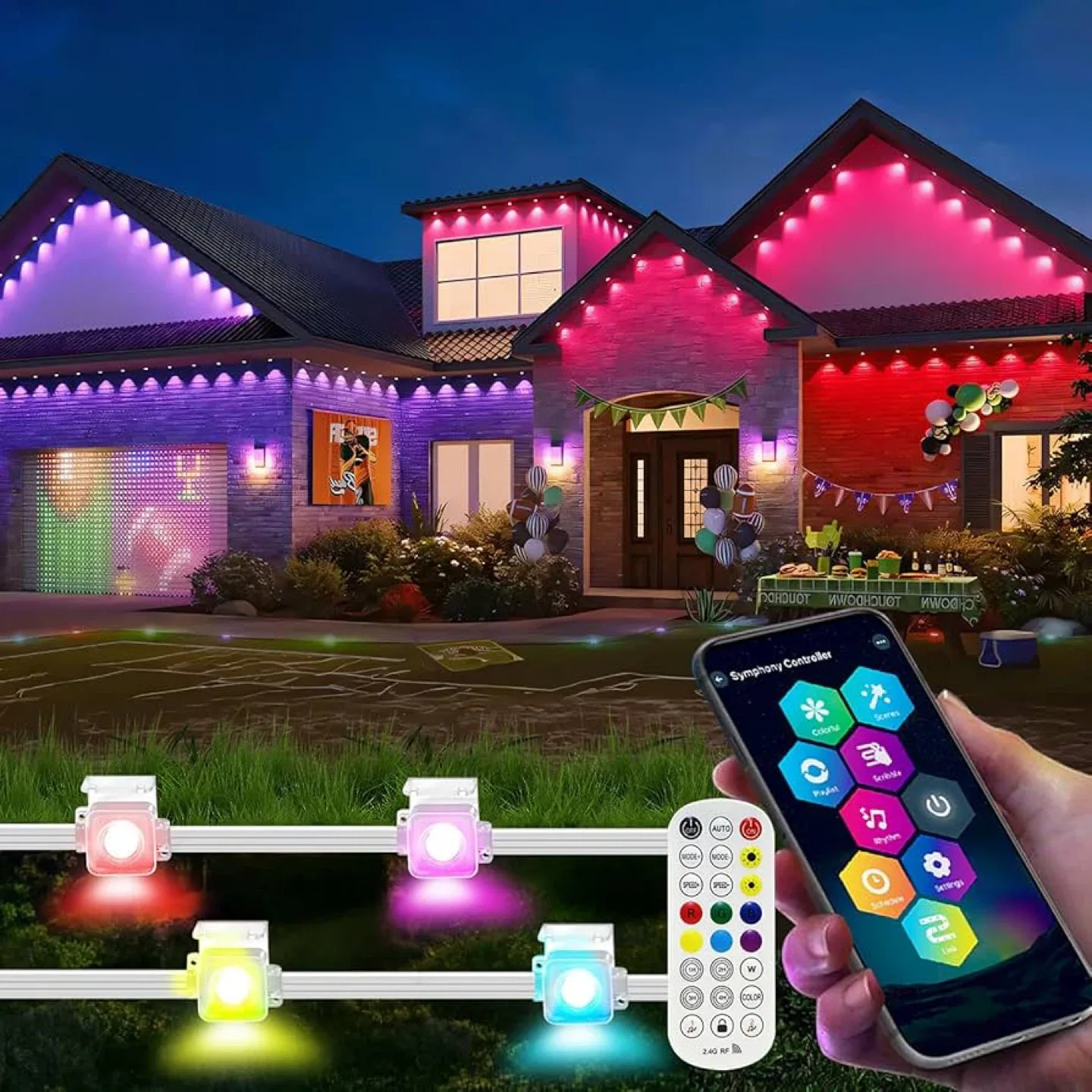 Permanent Outdoor Lights, 100Ft IP67 Waterproof Smart RGB image indicator(6)