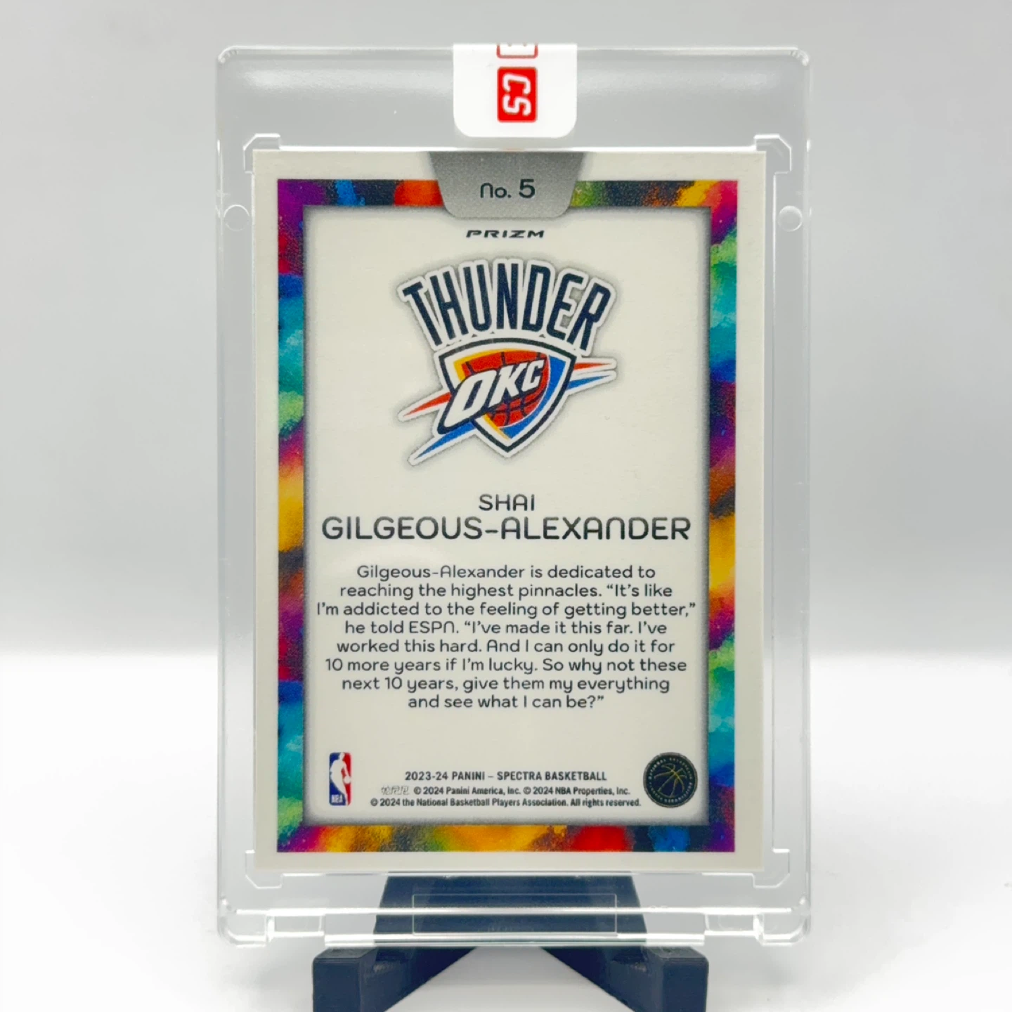 Shai Gilgeous-Alexander 2023 Spectra #5 Color Blast /(SSP) - photo 2