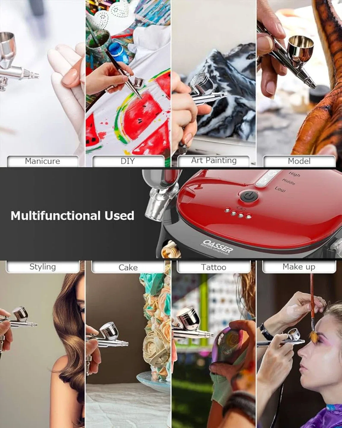 Oasser AK1 Airbrush with Air Compressor Set image indicator(9)