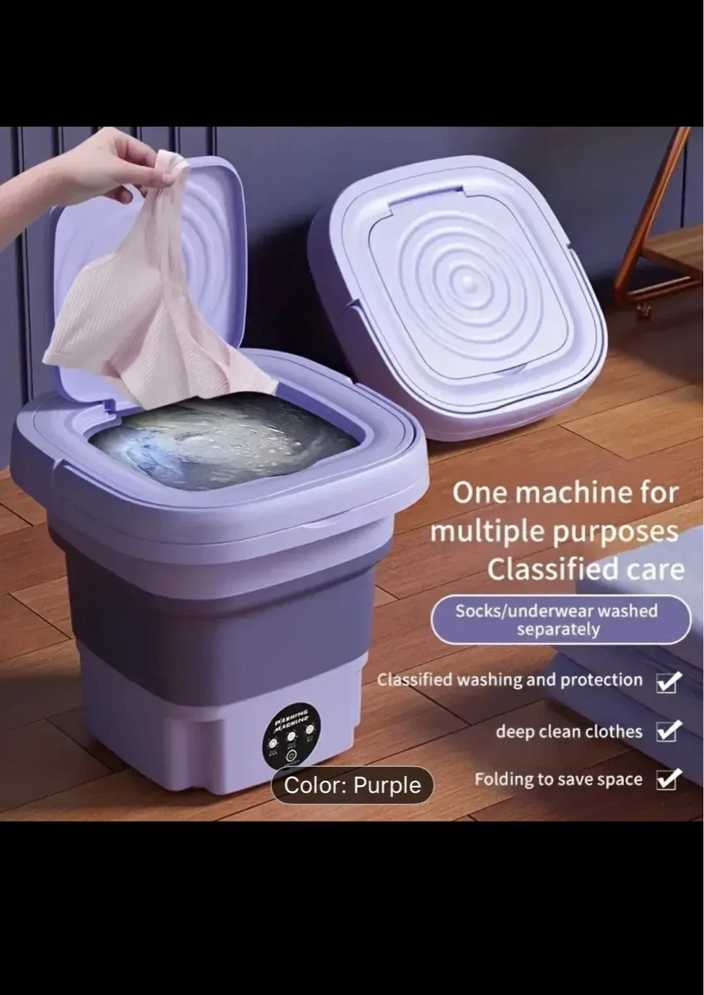 Folding Mini Washing Machine - Purple