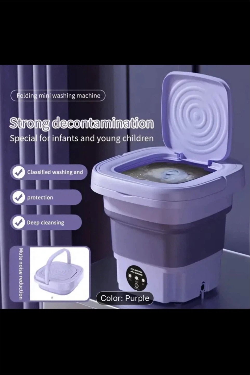 Folding Mini Washing Machine - Purple - photo 4