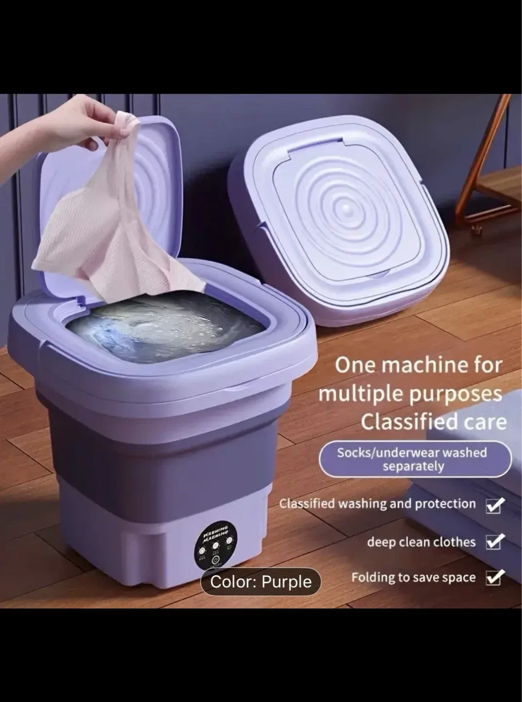 Folding Mini Washing Machine - Purple image indicator(7)