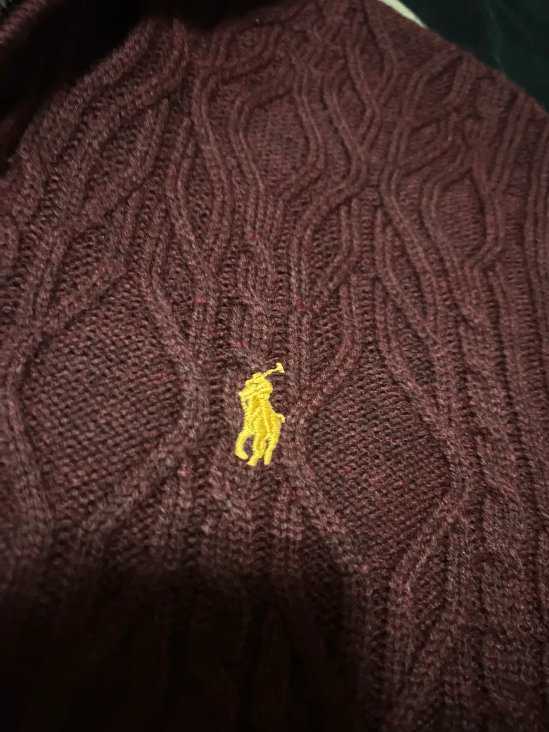 Ralph Lauren XL Burgundy Cable Knit Pullover image indicator(2)