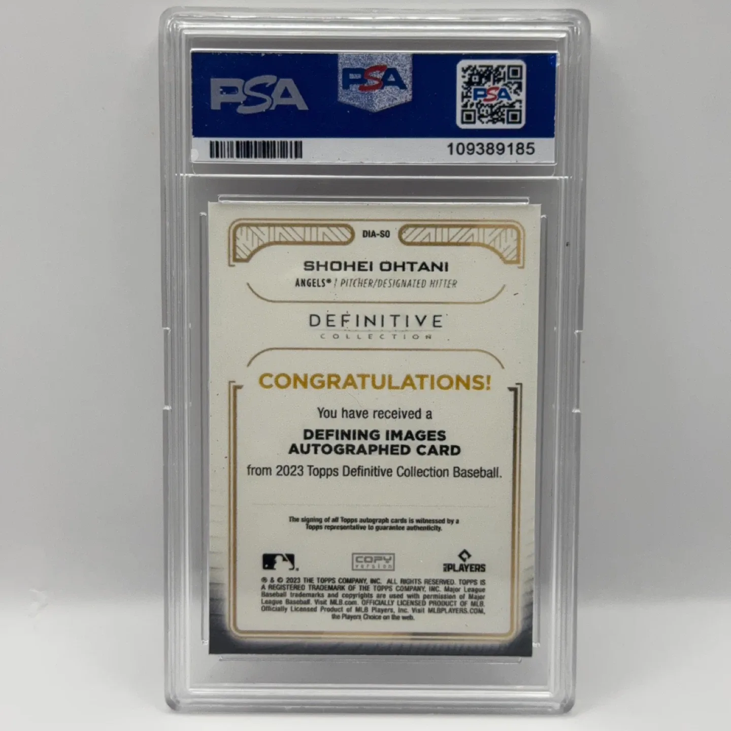 Shohei Ohtani 2023 Topps Definitive Autograph PSA 9 image indicator(2)
