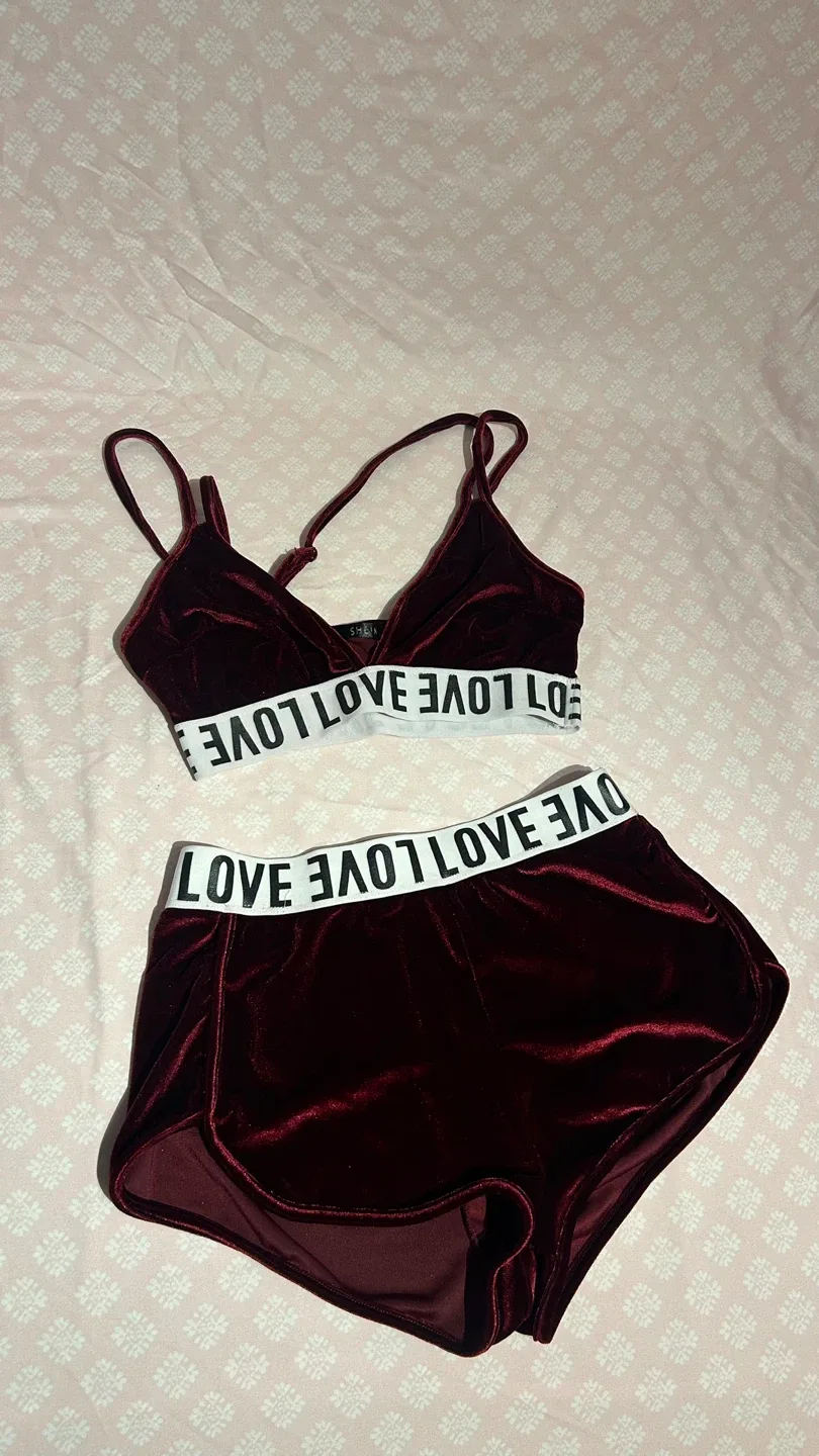 Burgundy Velvet Lounge Set