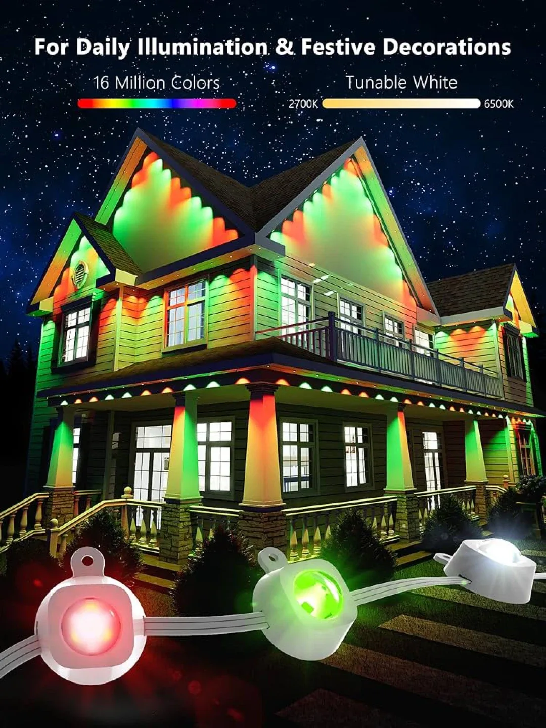 BrizLabs RGB Smart Permanent Outdoor Lights 100ft image indicator(6)