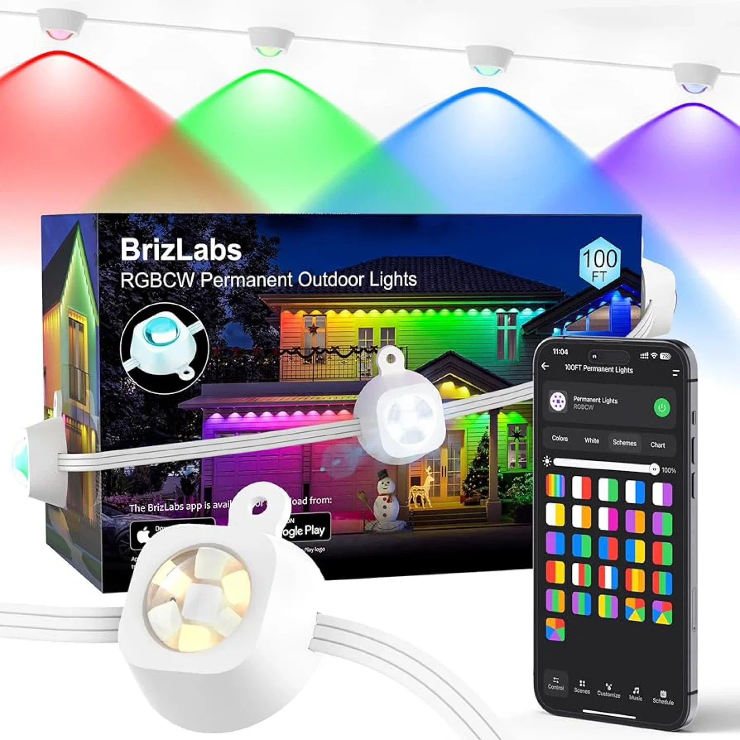 BrizLabs RGB Smart Permanent Outdoor Lights 100ft image indicator(8)
