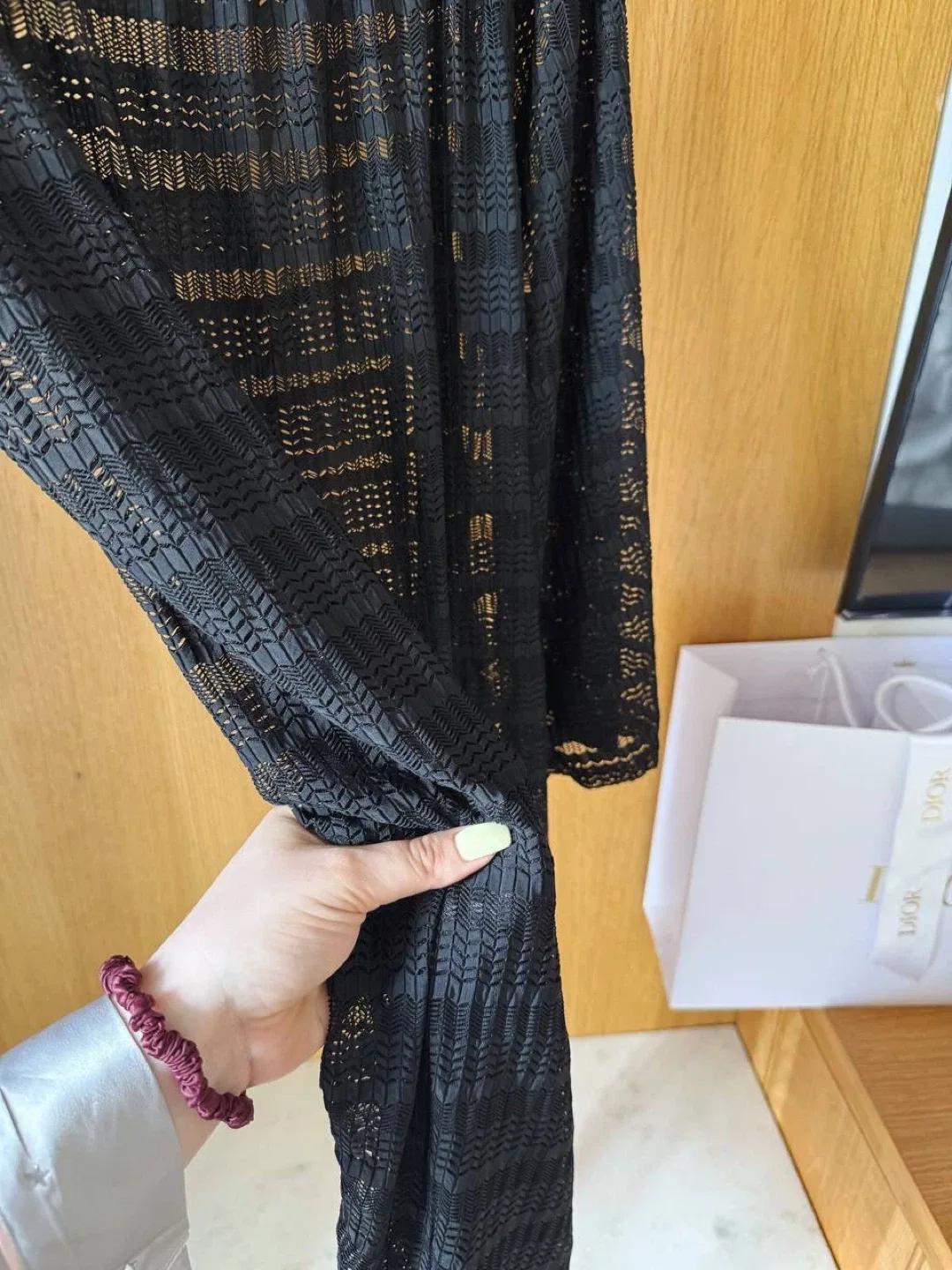 Black Sheer Off-the-Shoulder Knit Beach Dress, XL image indicator(6)