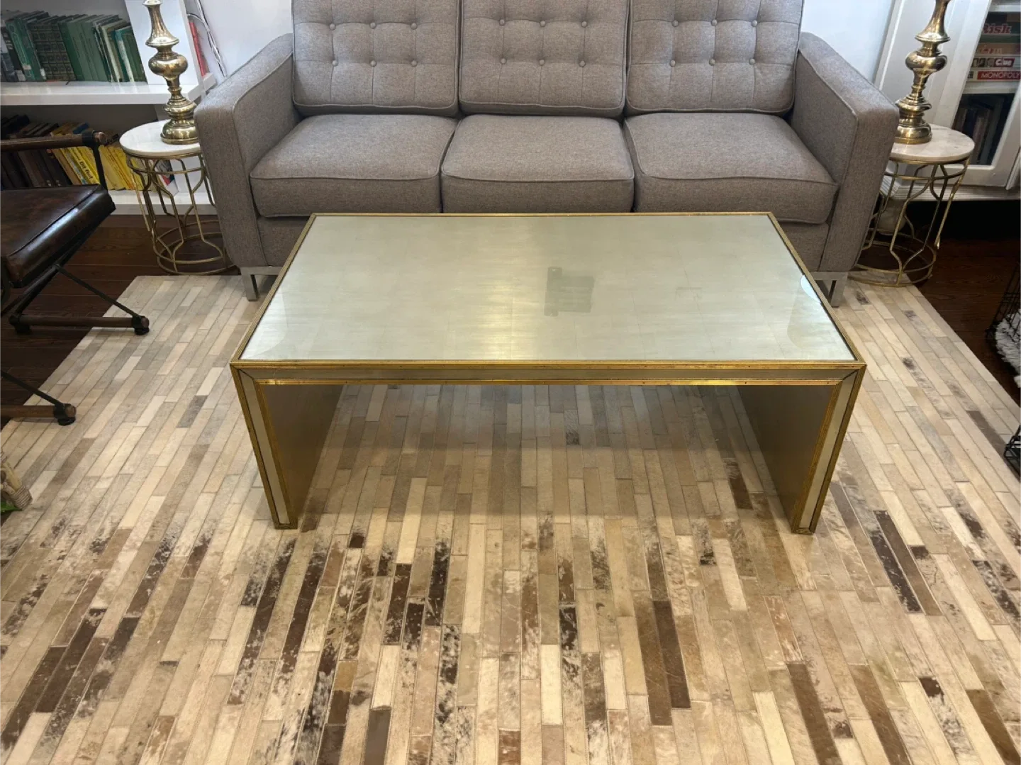 Art Deco Mirrored Brass Coffee Table image indicator(4)