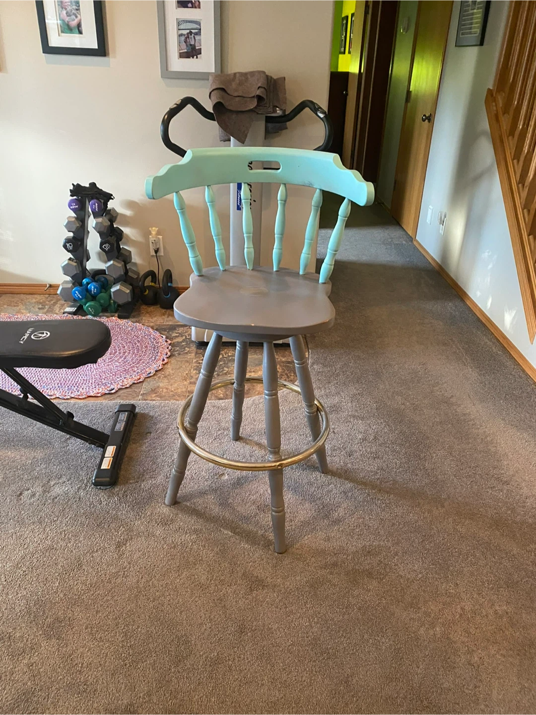 Set of 2 Bar Stools - Grey & Pastel