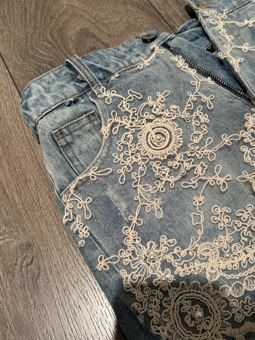 Denim Shorts with Lace Detail image indicator(7)