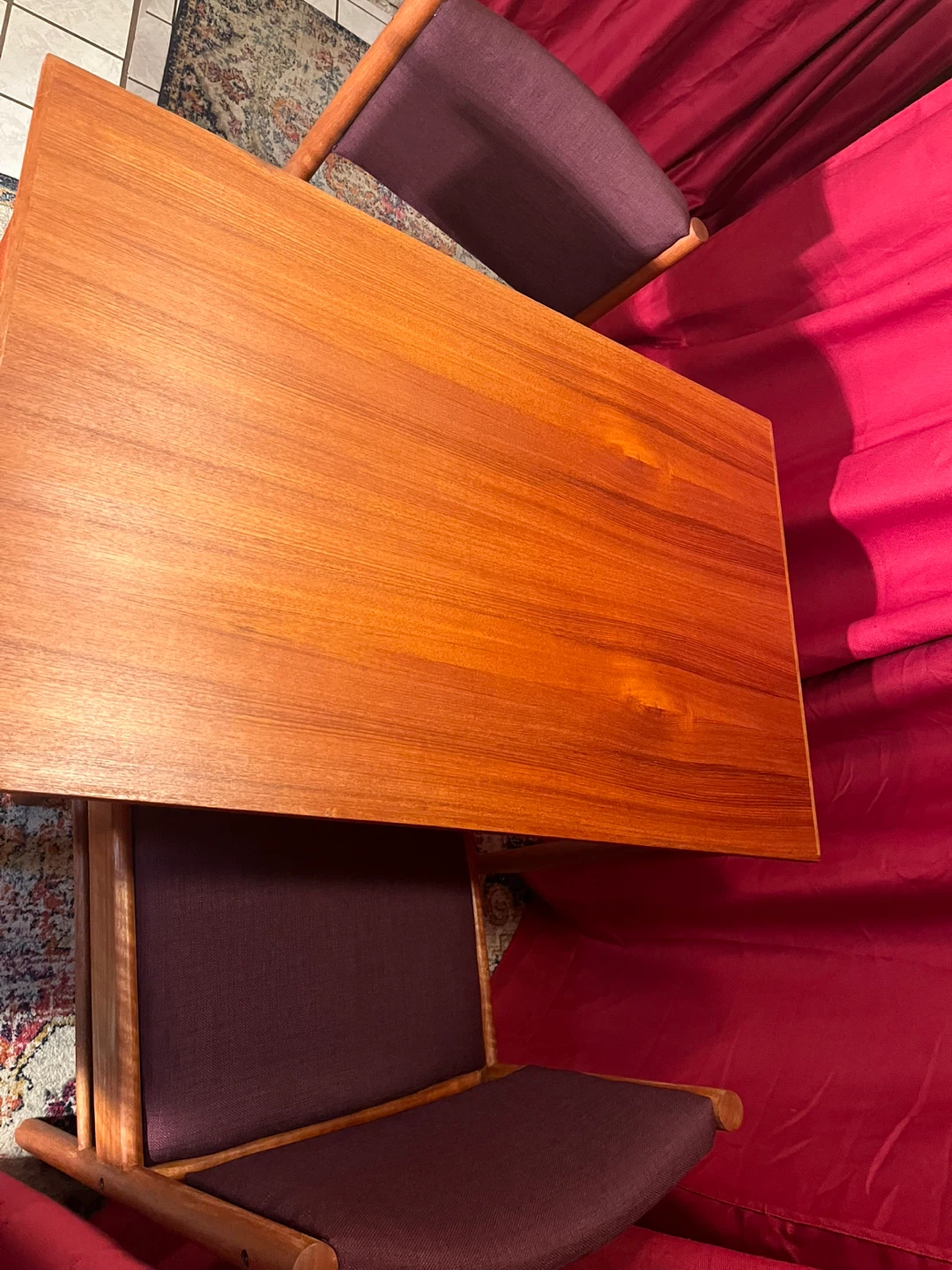 Restored petite teak table & two matching teak  chairs - photo 2