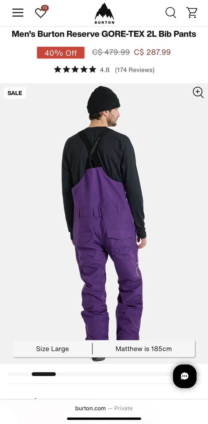 Brand new Burton Reserve GORE-TEX 2L Bib Pants - M image indicator(2)