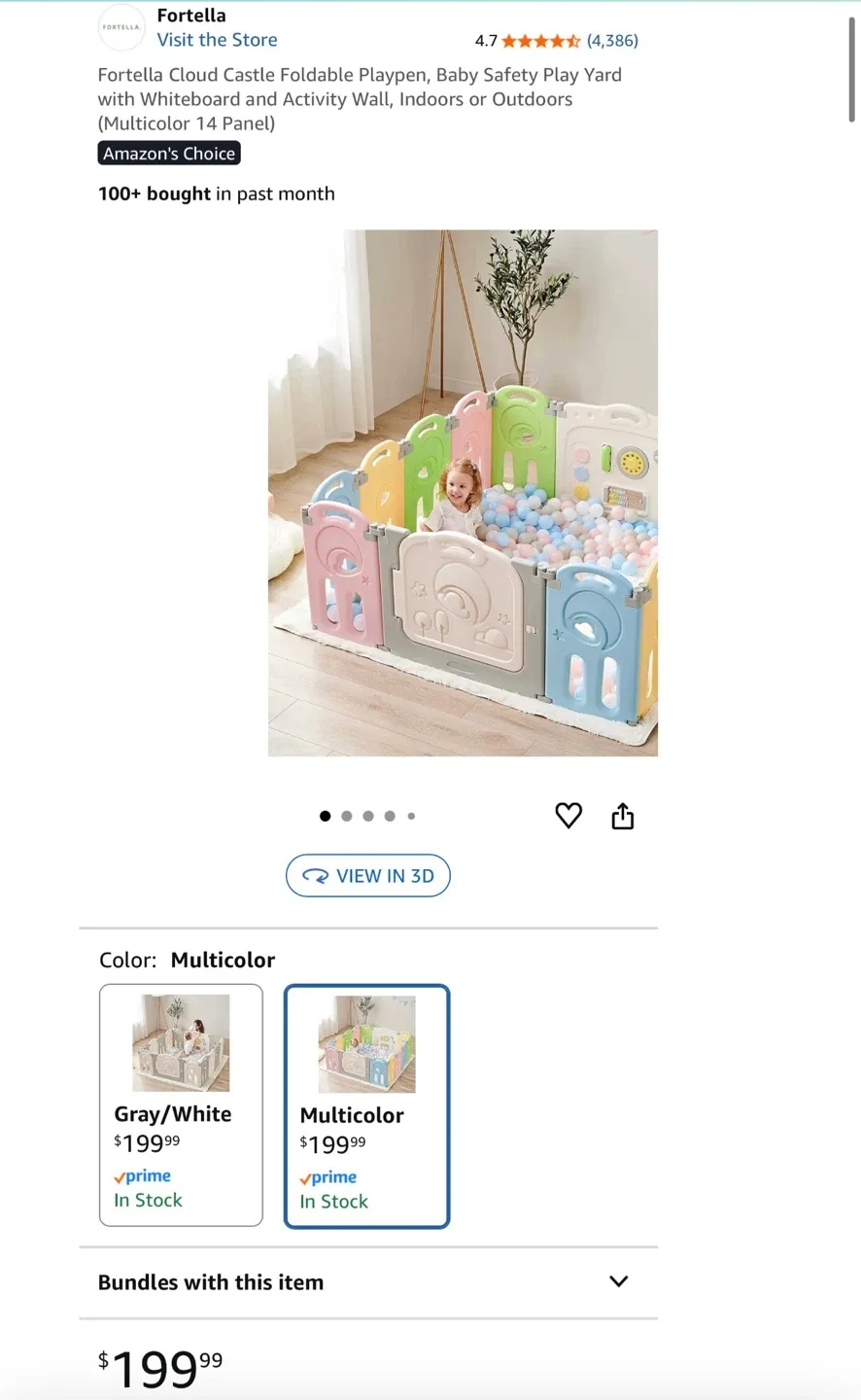 Fortella Cloud Castle Foldable Playpen - Multicolor image indicator(2)